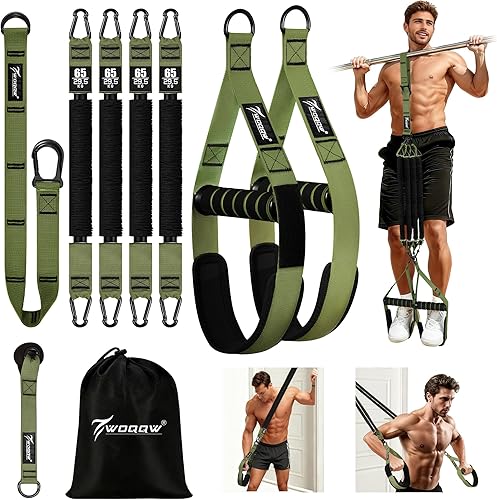 Bandas de asistencia para dominadas, bandas de resistencia resistentes con asas, banda de ejercicio con anclaje de puerta, juego de bandas de