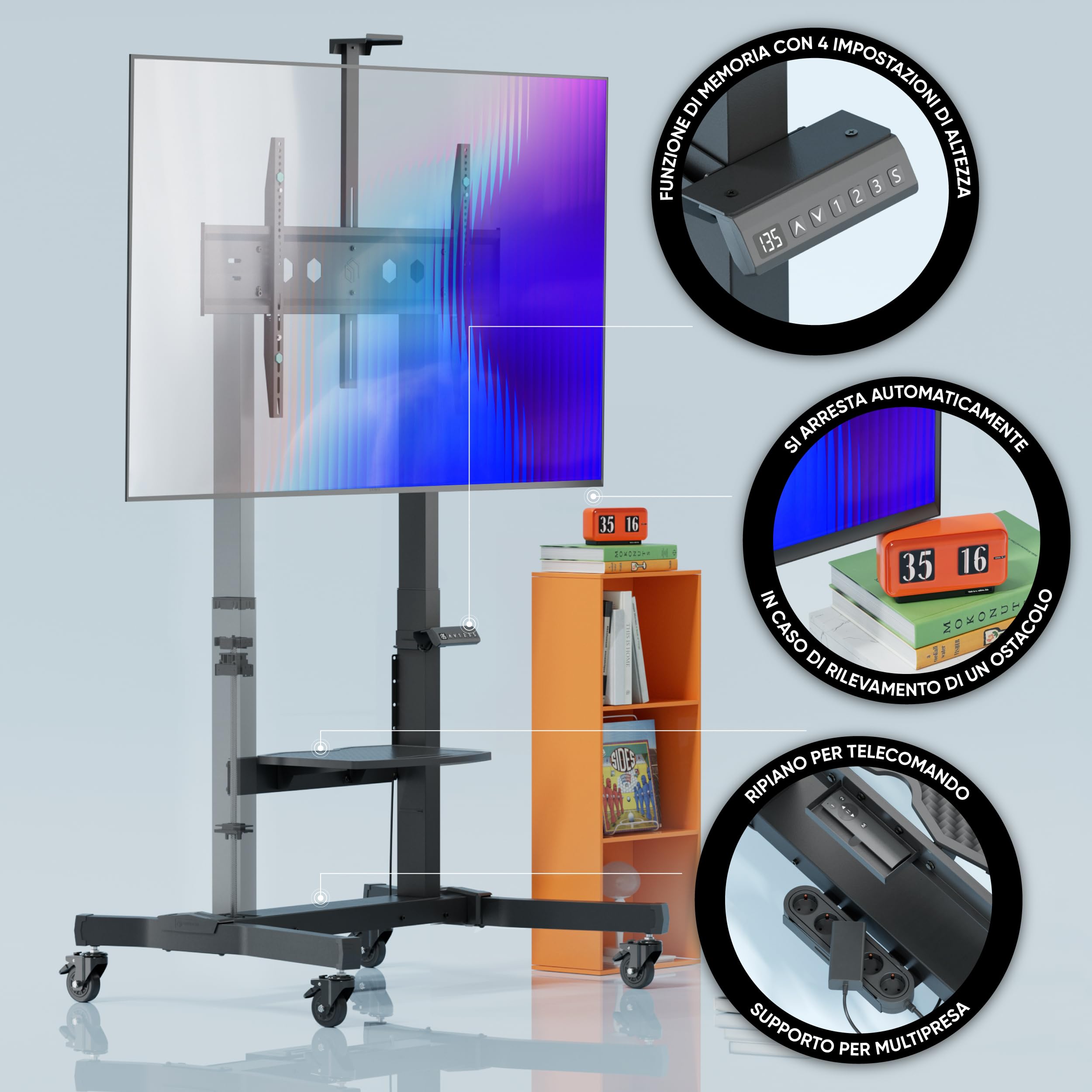 ONKRON Supporto TV Elettrico 50"-100", 120 kg, max VESA 1000x600, TS1991E-B