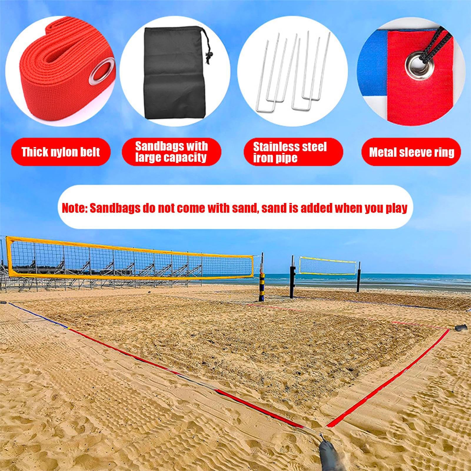 Linie Do Siatkówki Na Trawę Akcesoria Do Gier Plażowych Na Zewnątrz | Składany Sprzęt Treningowy Sportowy Do Użytku Na Trawie Jeziorem W Parku Na Podwórku I Na Słonecznym Boisku