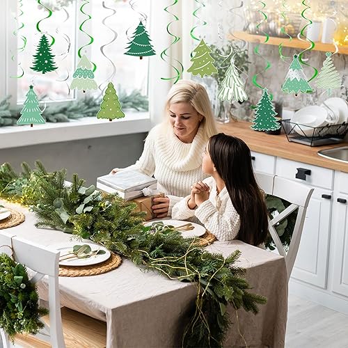 Miniatura 3 de Colarr Paquete de 50 remolinos colgantes de Navidad, decoraciones de papel de aluminio de Navidad, remolinos en espiral, adornos para Navidad,