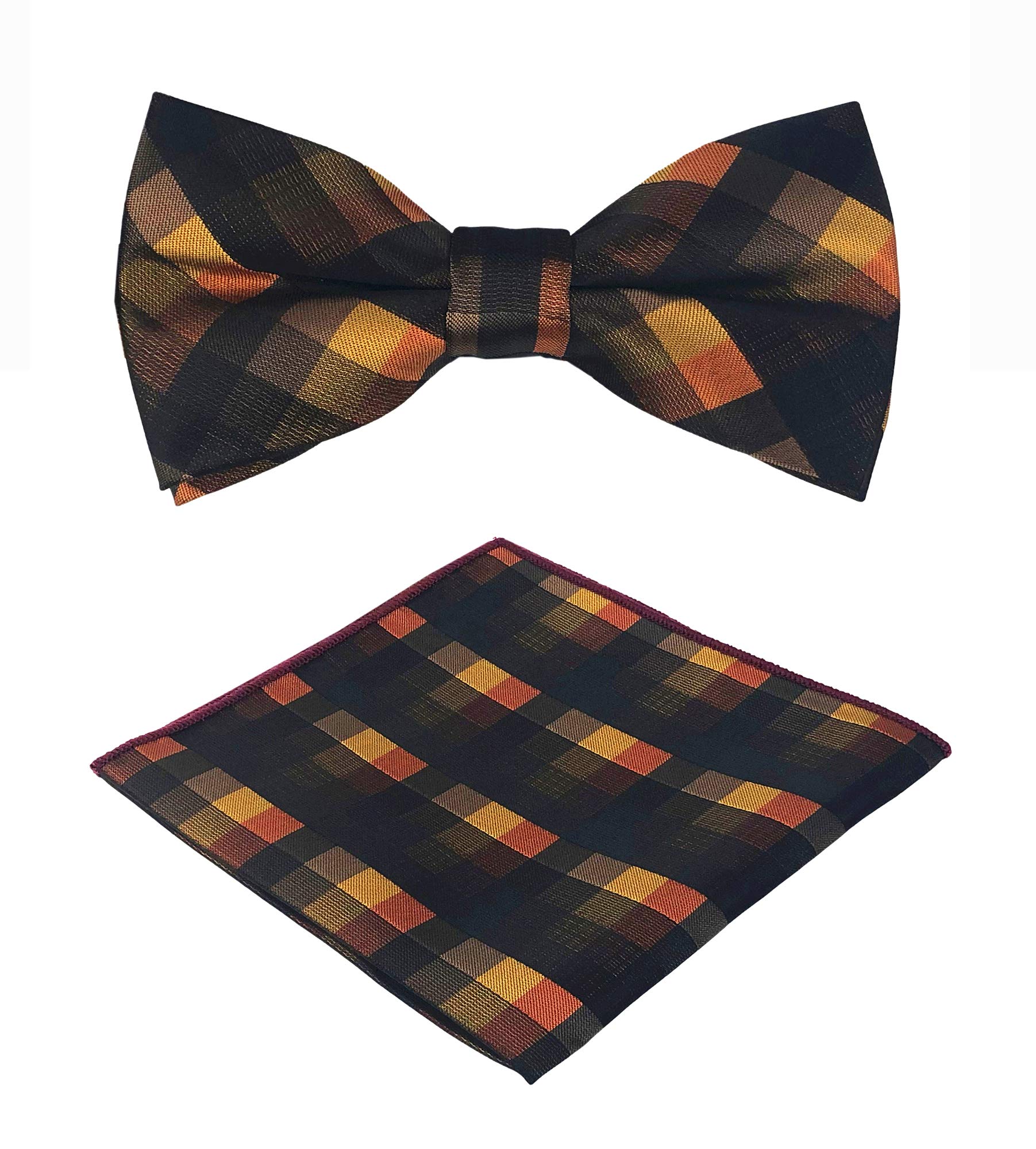 Kihatwin Skinny Ties for Mens Novelty Plaid Check Business Wedding Fashion Formal Neckties 2.7, Pocket Square, Bow Ties