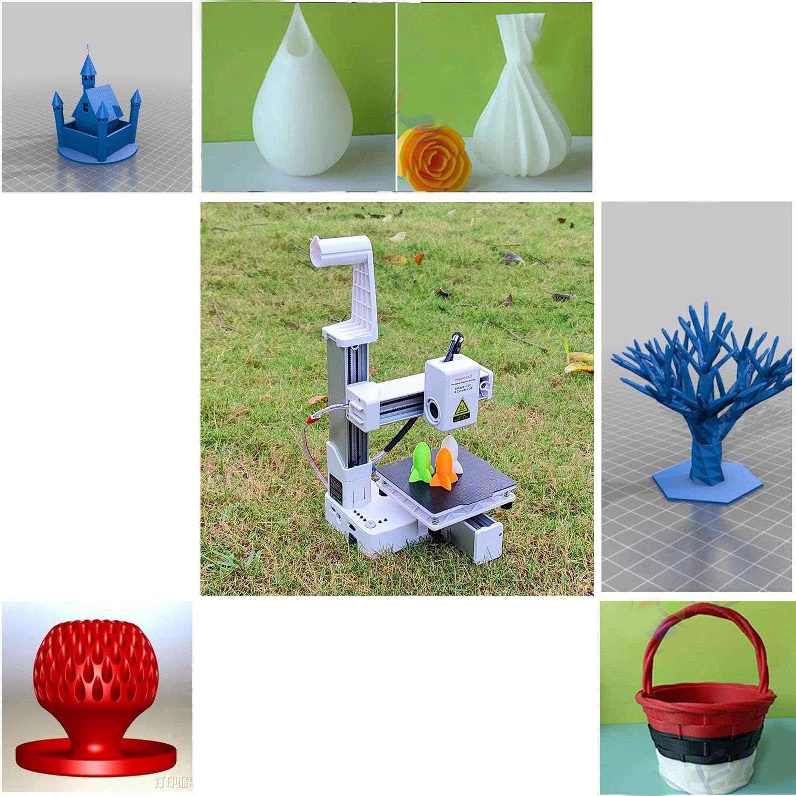 Mini Stampante 3D per Principianti Che Tagliano la velocità di 40 Mm/s Include Filamento e Strumenti PLA (Spina europea)