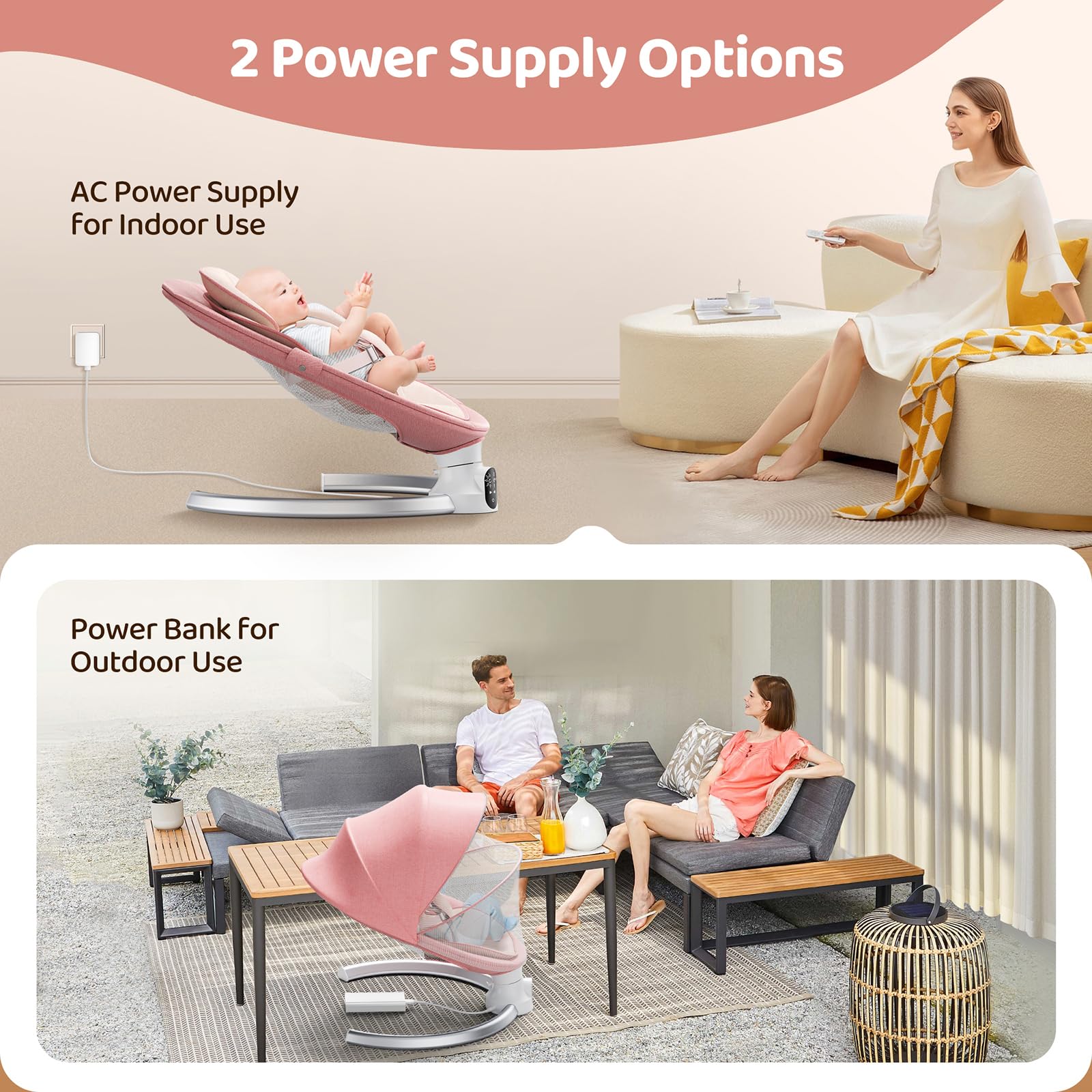 Transat Bebe Electrique,Helangel Transat Balancelle Bebe Electrique avec Télécommande et Wireless Balancelle avec Harnais de sécurité 5 Points pour enfants jusqu’à 9 kg