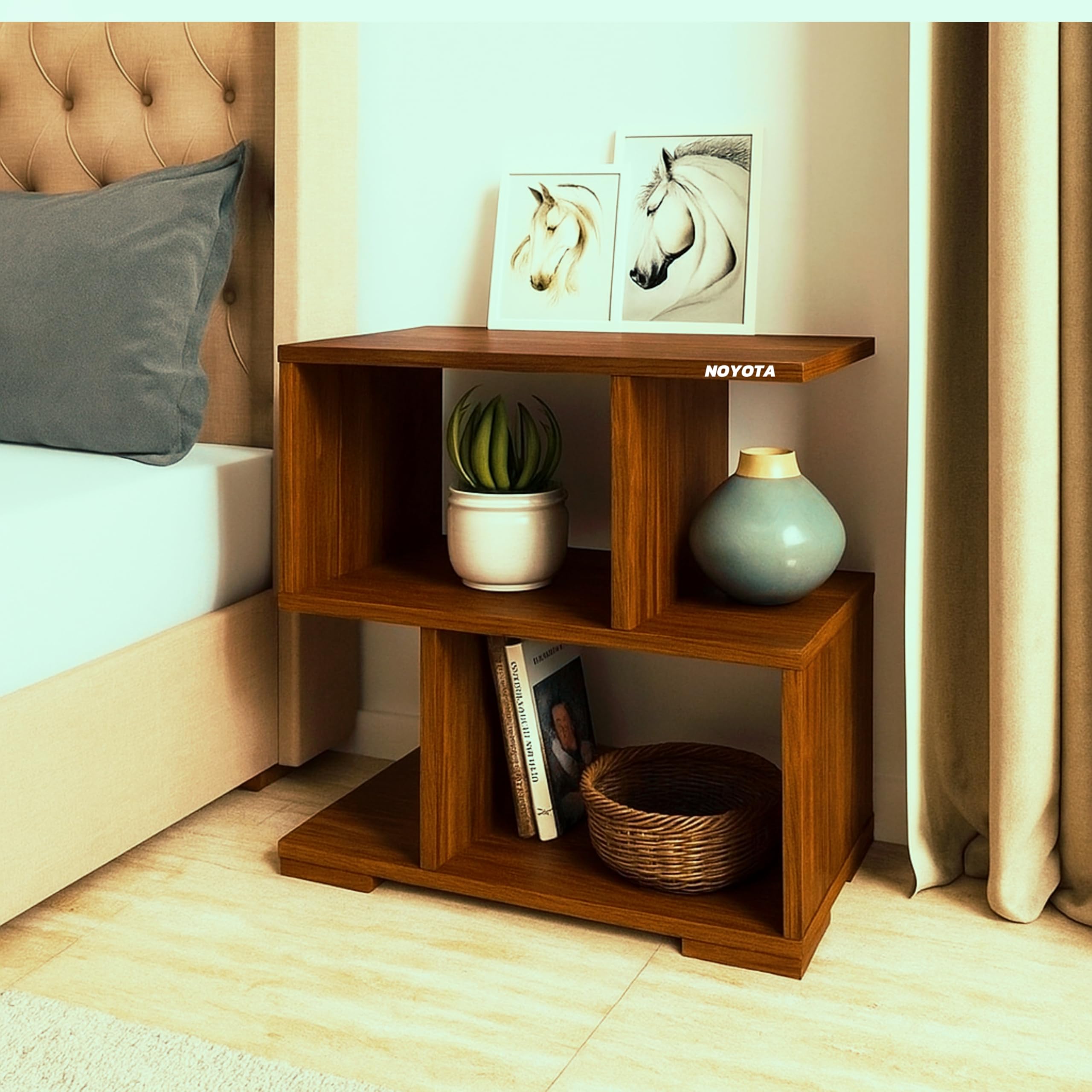 Super mart Modern Wooden Table,Wooden Bedside Table for Bed Room | Side Table for Living Room| End Table,nightstand,Multipurpose Table (Brown)-picture-25