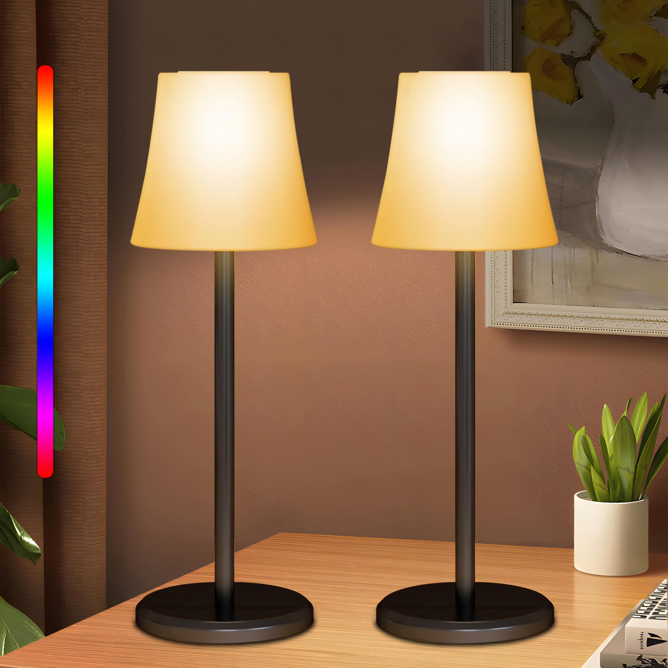 Lampe De Table Sans Fil Ainostone Lot De 2 - LED Rechargeable, 3 Températures + RGB, IP54 - Pour Intérieur/Extérieur