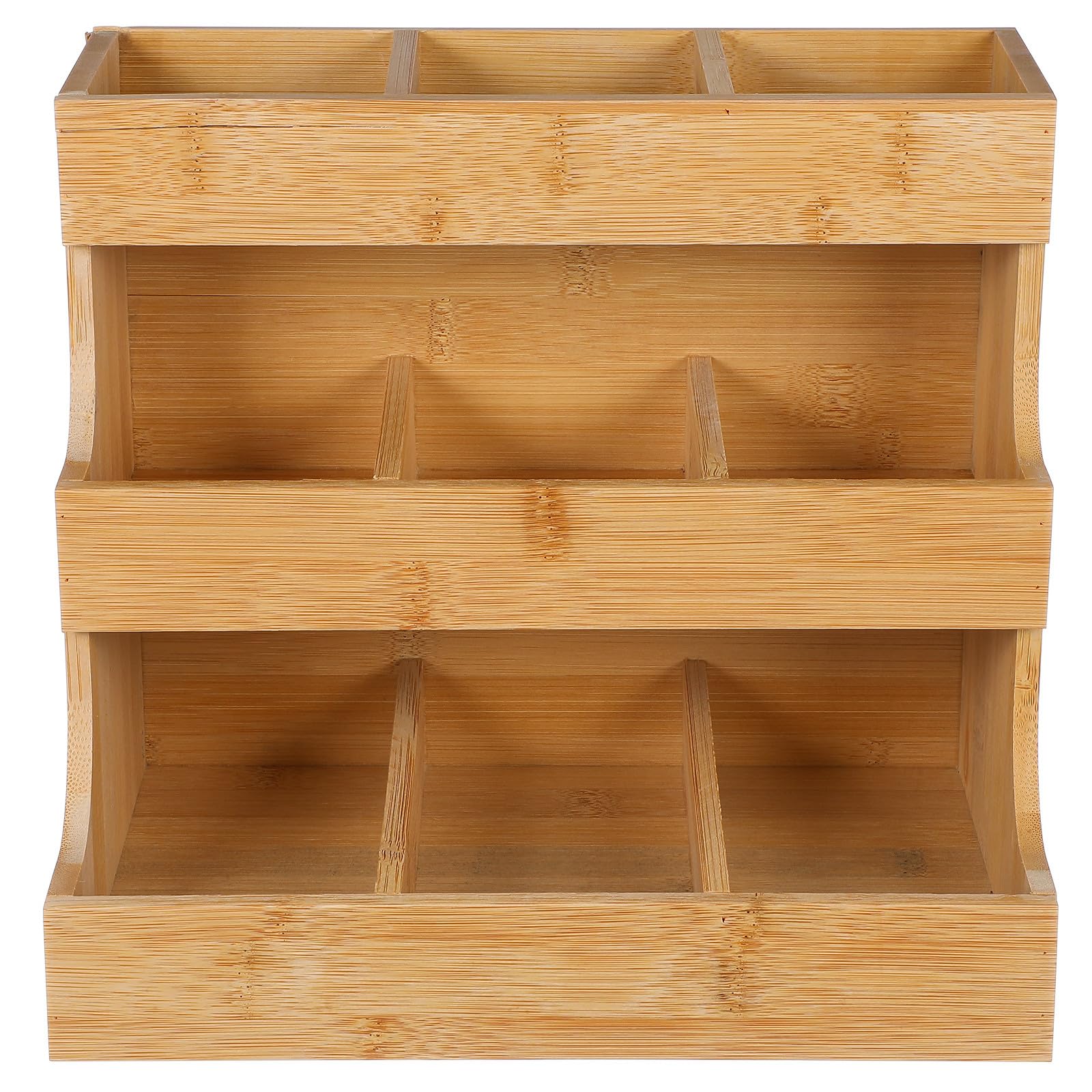 DOITOOL Porta Bolsitas de Té de Madera Khaki para Organizar Infusiones | Almacenaje de Té y Café, Apto para Oficina o Hotel, Aspecto Elegante y Resistente