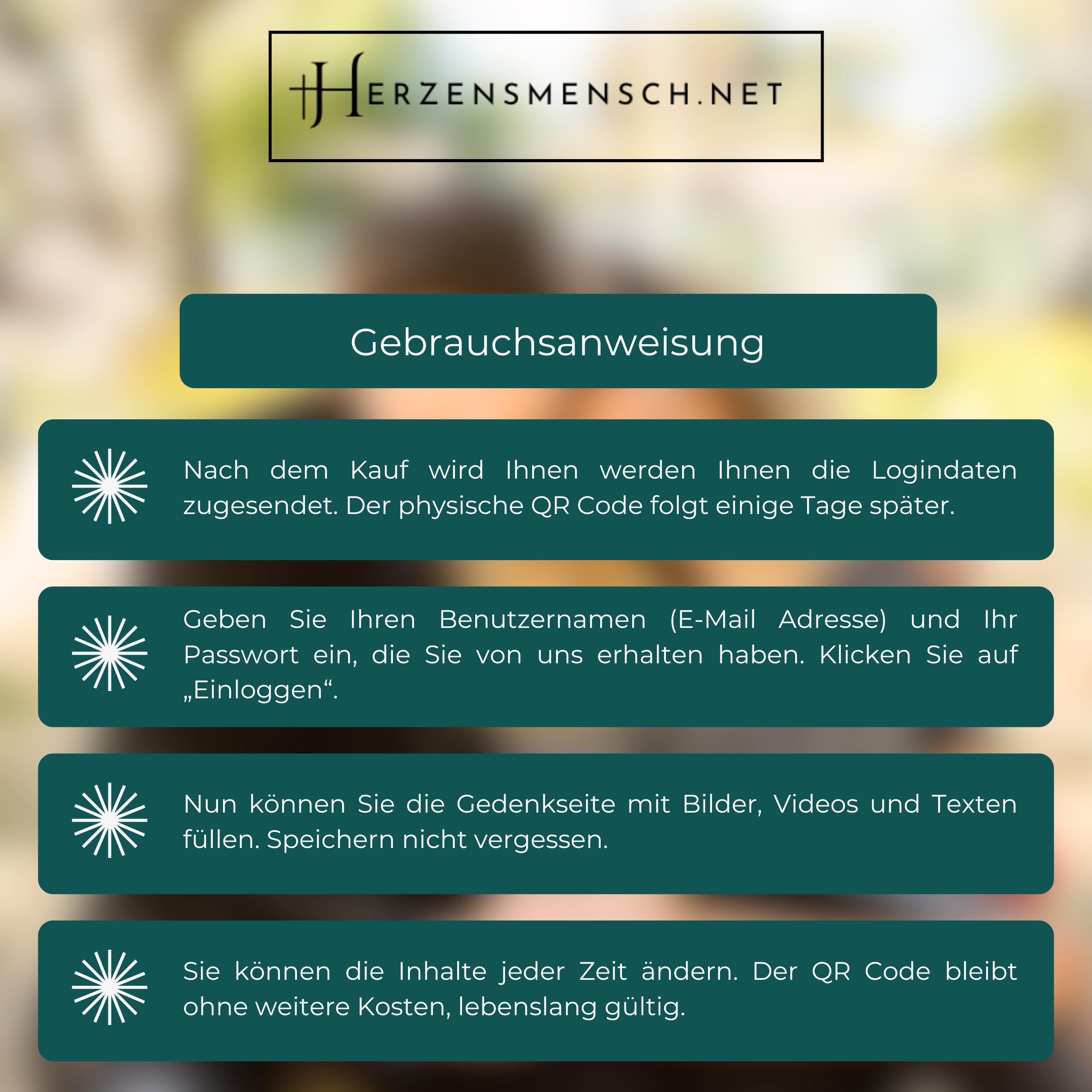 Herzensmensch - Personalisierter QR-Code für Grabsteine – Digitale Gedenkseiten erstellen | Wetterfest & langlebig | Online-Gedenkstätte für Angehörige und Freunde