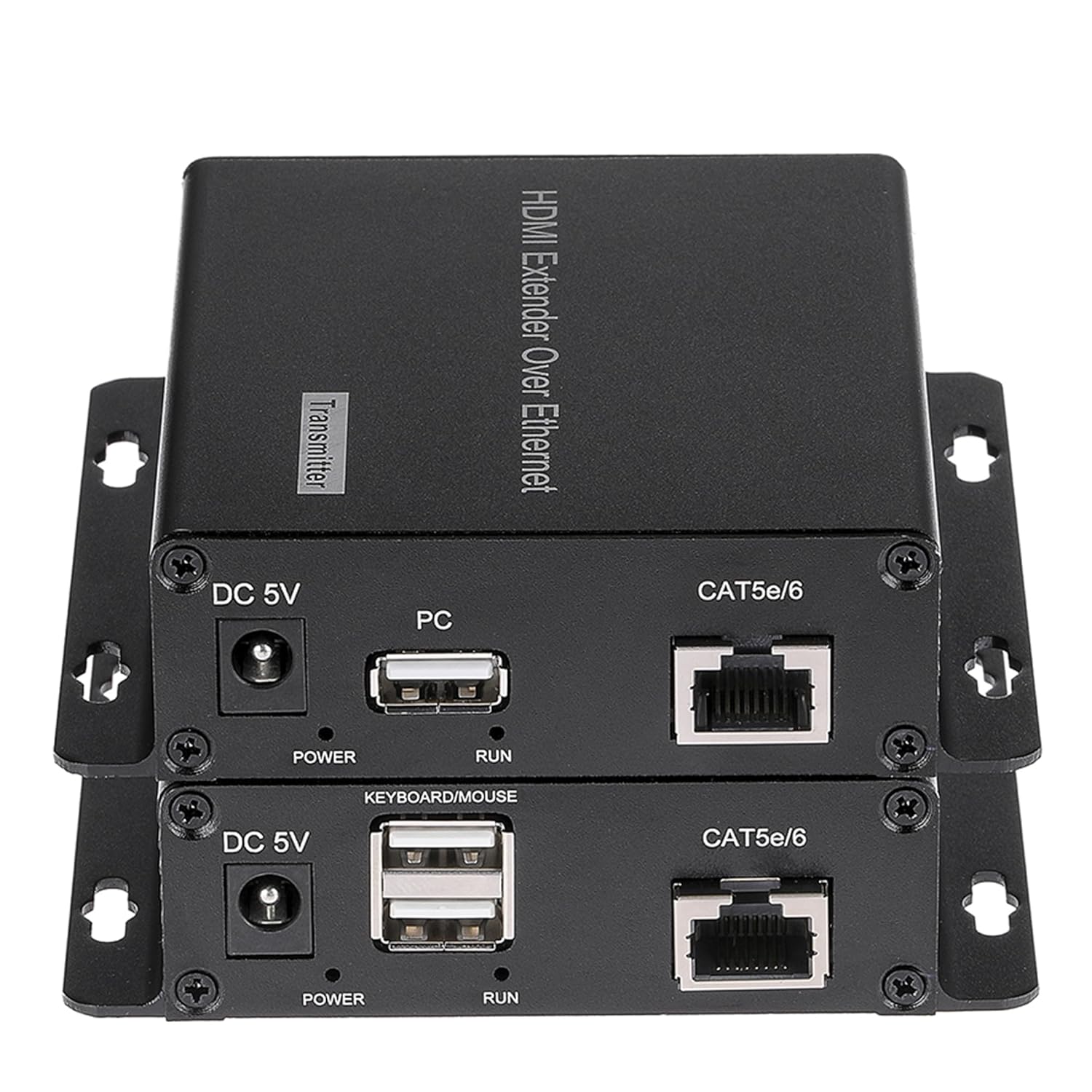 HDMI Over Cat5e Ethernet Converters with KVM 3.5mm Audio IR,HDMI Over RJ45 Extenders Up to 656FT(200m) by Network Cable Cat5e Cat6 Cat7, Full HD 1080P -A Pair