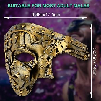 Hoshin Masquerade Mask, Half-Face Mardi Gras Decorations Venetian Masks for Mens