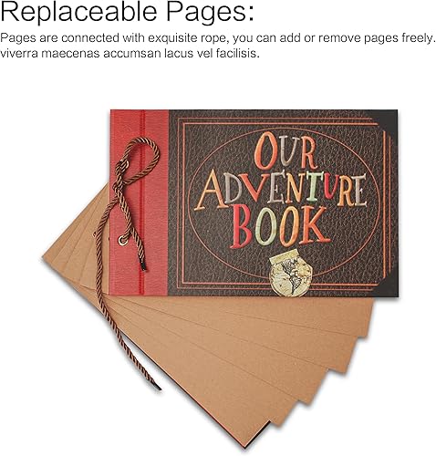 Miniatura 4 de Vienrose Álbum de fotos para álbumes de recortes, nuestro libro de aventuras, tapa dura, texto en relieve, álbum de recortes para parejas, bodas,