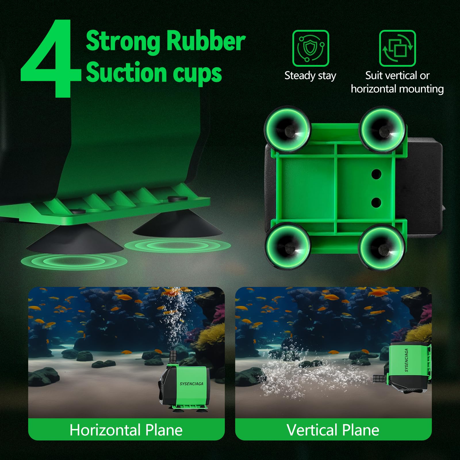 Tauchwasserpumpe für Brunnen, 40 W, verstellbare Ultra-leise, Aquariumpumpe 1000 GPH, kleine Teichpumpe mit 3 Düsen, 3 Fuß Hebung für kleinen Teich