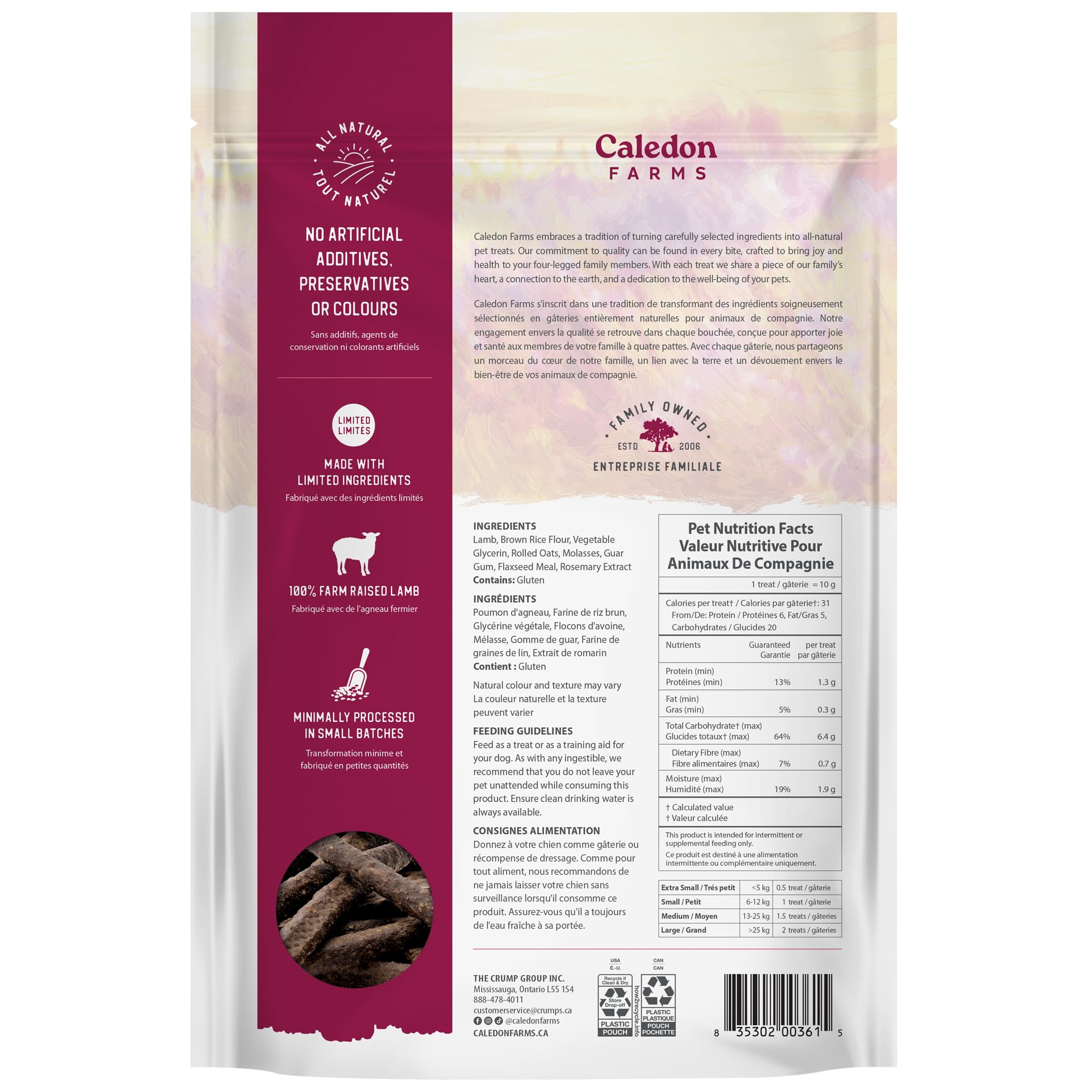 Caledon Farms Bâtonnets d'agneau à mâcher 200 g