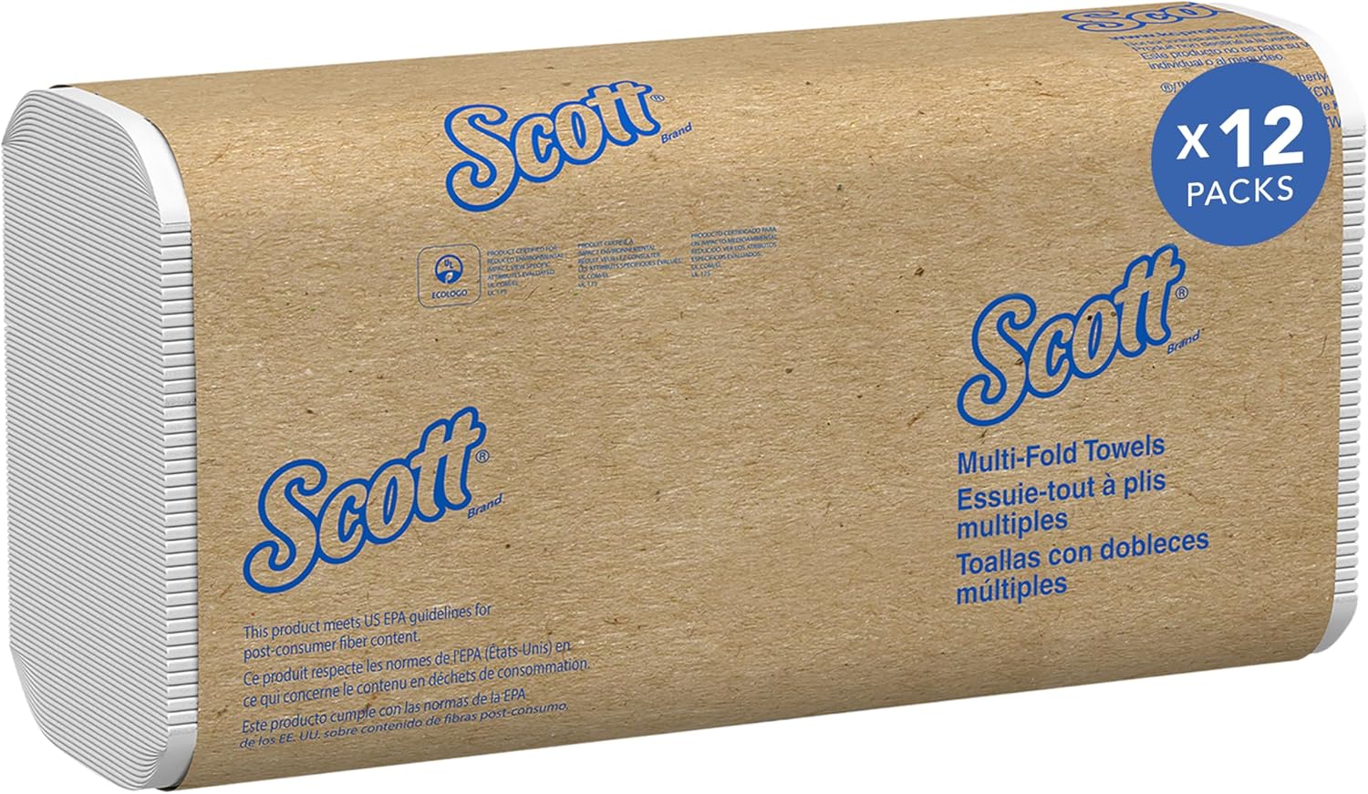 Scott® Universal Multifold Paper Towels, Bulk (58091), Absorbency Pockets, White, 9.2\"x9.4\" Towel, White, Compressed, Compact (250 Sheets/Pack, 12 Packs/Case, 3,000 Sheet Total) 250 Sheets (Pack of 12)