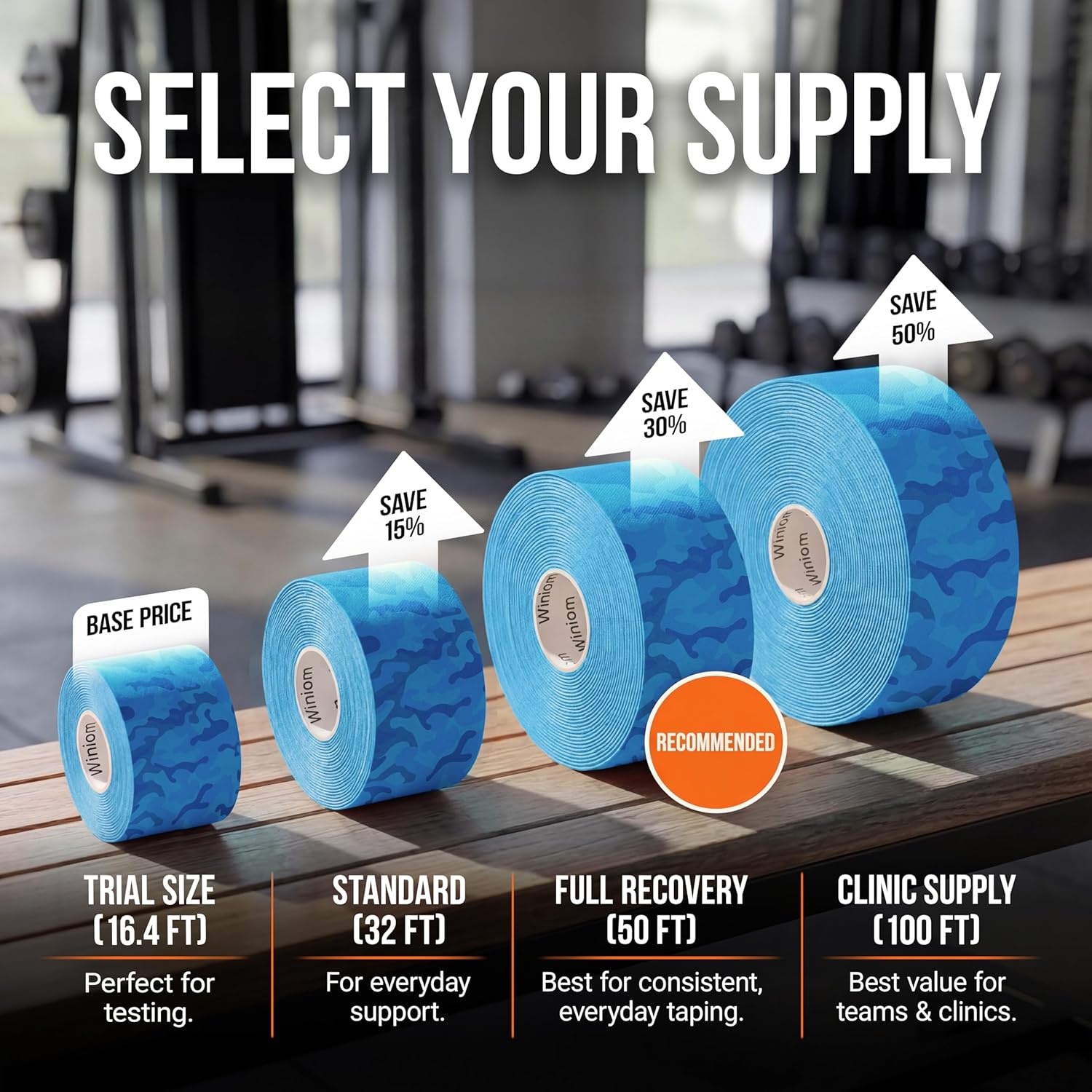 Kinesiology Tape - Waterproof Athletic Sports Tape for Knee, Shoulder, Arm & Back Support | 3-5 Day Adhesion, Hypoallergenic & Latex-Free + Taping Guide (Uncut, 2"x50ft Roll, Electric Blue Camo)