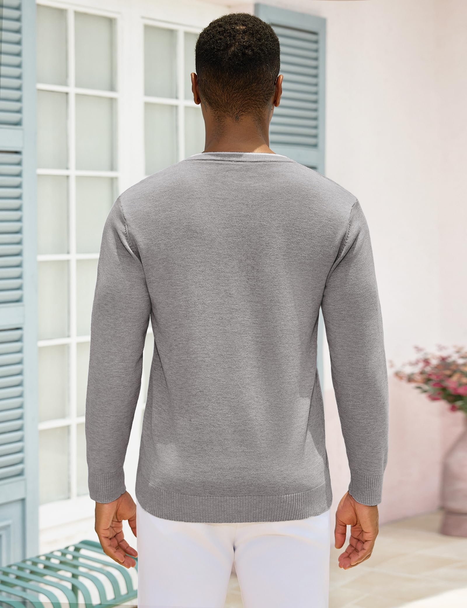 iClosam Maglione con Scollo a V da Uomo, Maglioni a Maniche Lunghe con Lavorazione a Contrasto, Pullover da Uomo in Misto Cotone Morbido e Caldo per Autunno e Inverno