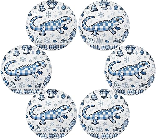 Miniatura 3 de Merry Christmas Salamander Blue Place mats for Kitchen Table Round Washable Fabric placemats 15x15 in manteles redondos para mesa