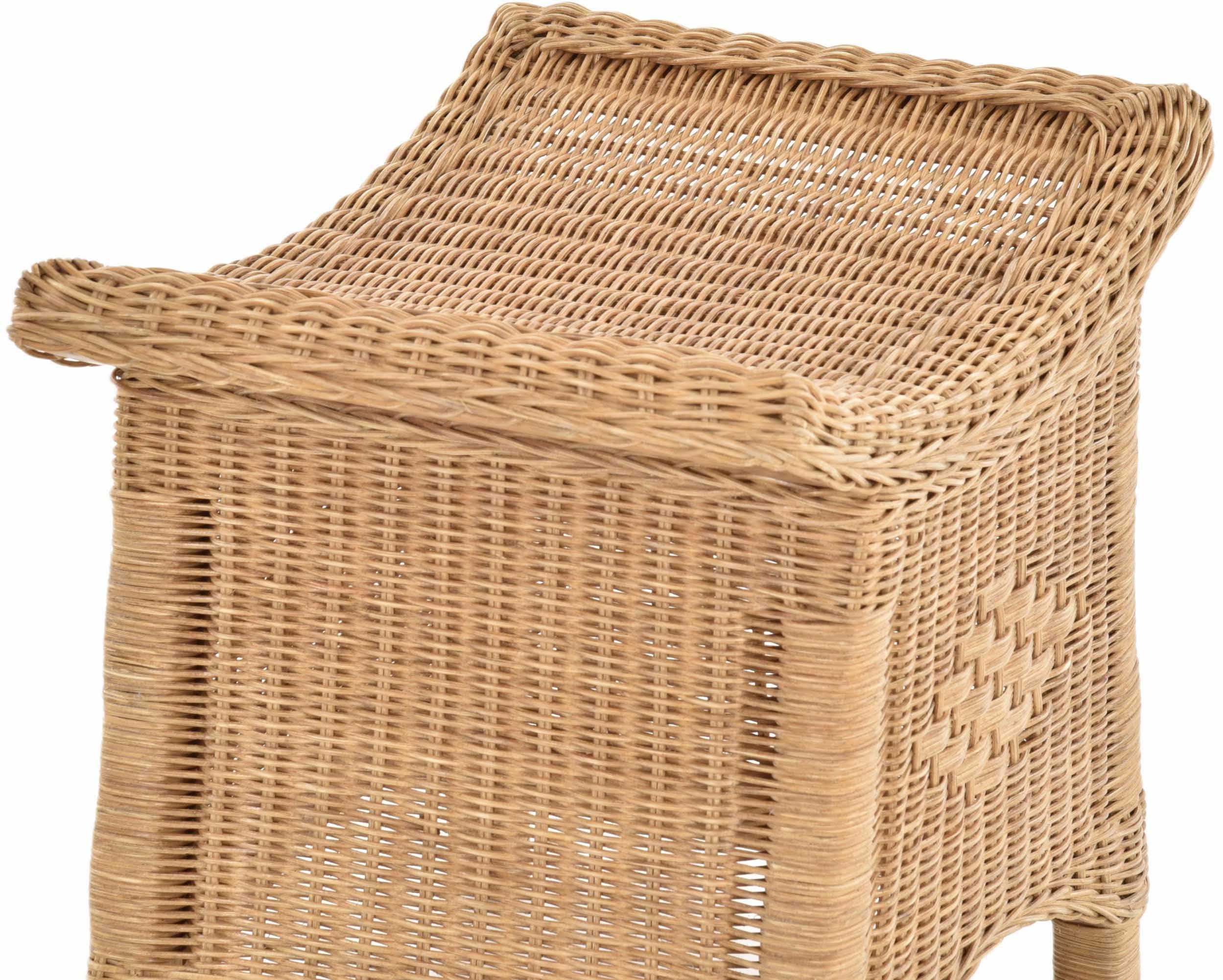 Fußhocker mit geschwungener Ablage, Stabiler Sitzhocker/Schemel/Hocker aus echtem Rattan (Honig - Dunkel)