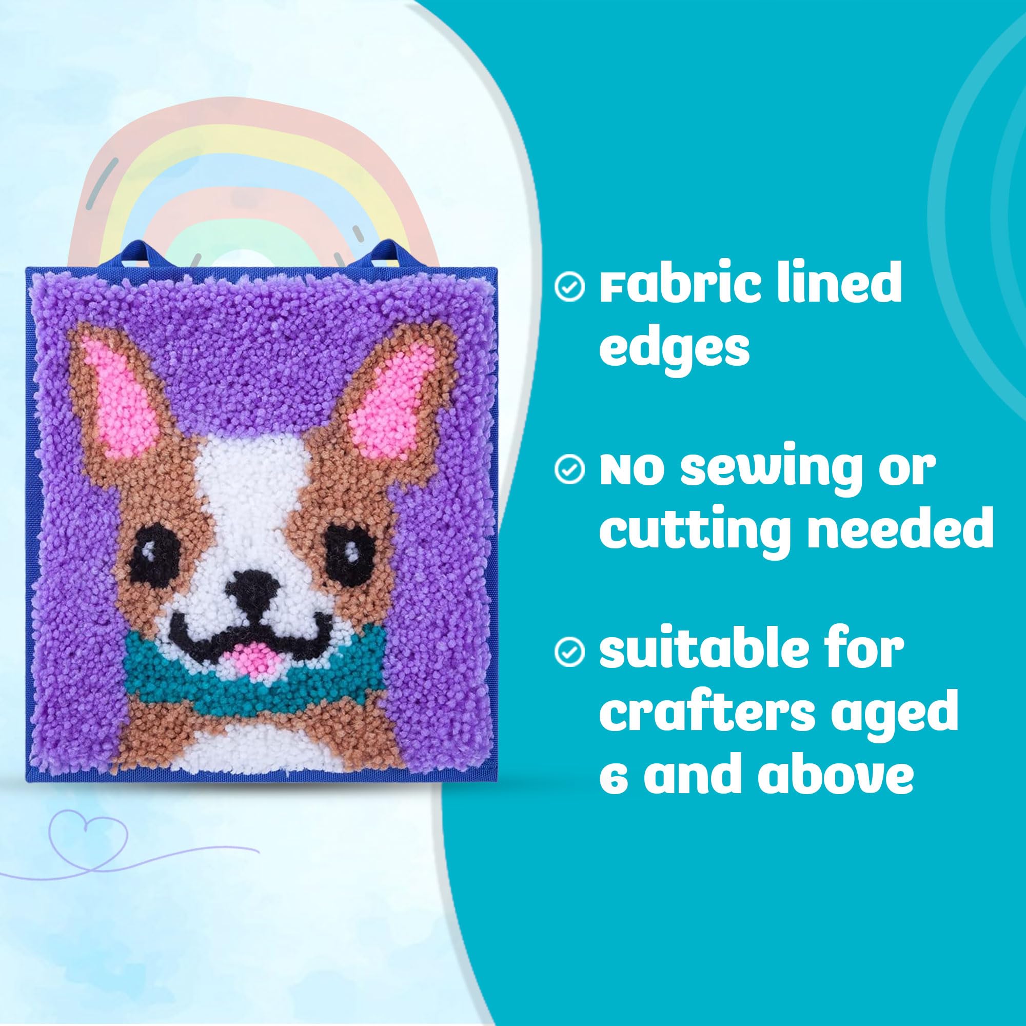 AMBATTERY Latch Hook Kit Funda De Almohada, Perro Animal Kit De Cojín 