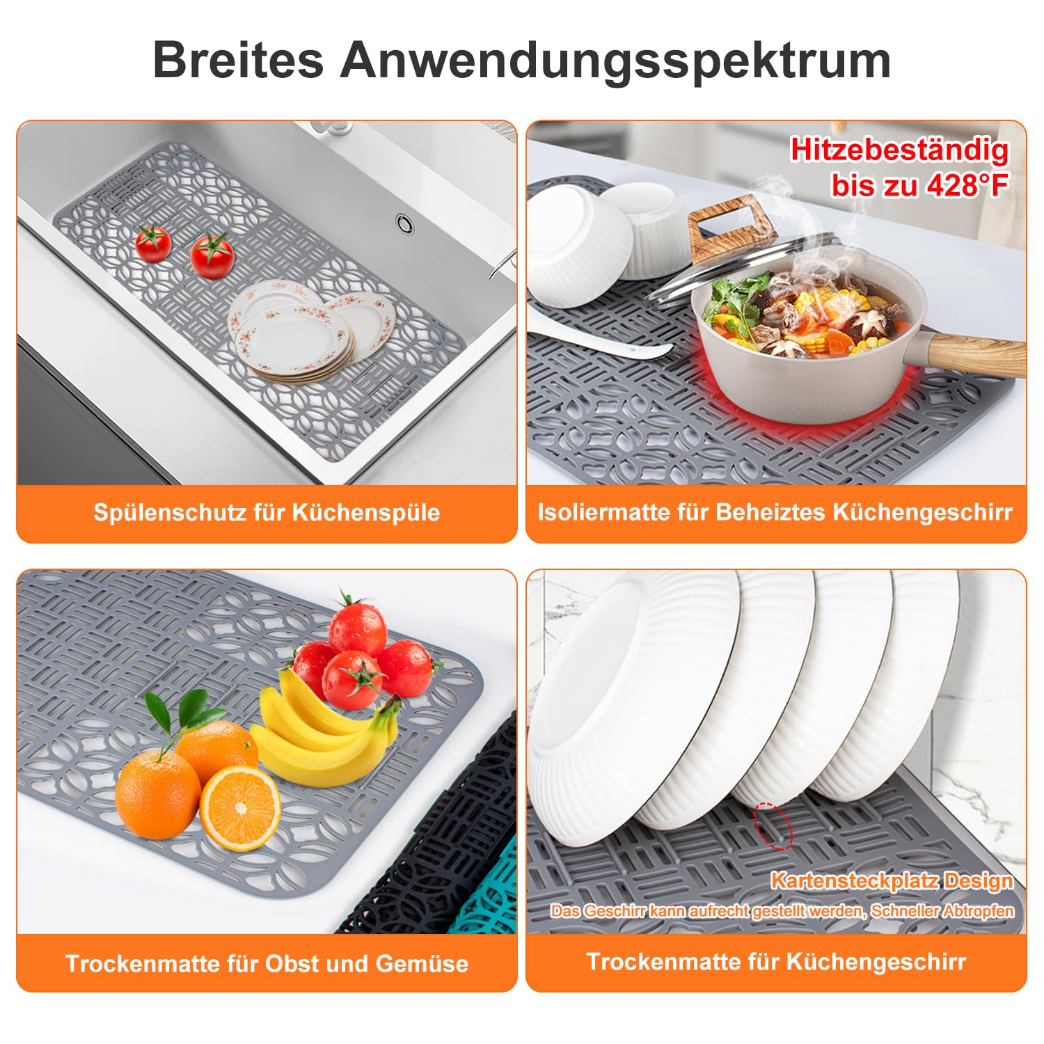 Tappetino In Silicone Per Lavello Cucina - Antiscivolo, Impermeabile E Resistente Al Calore
