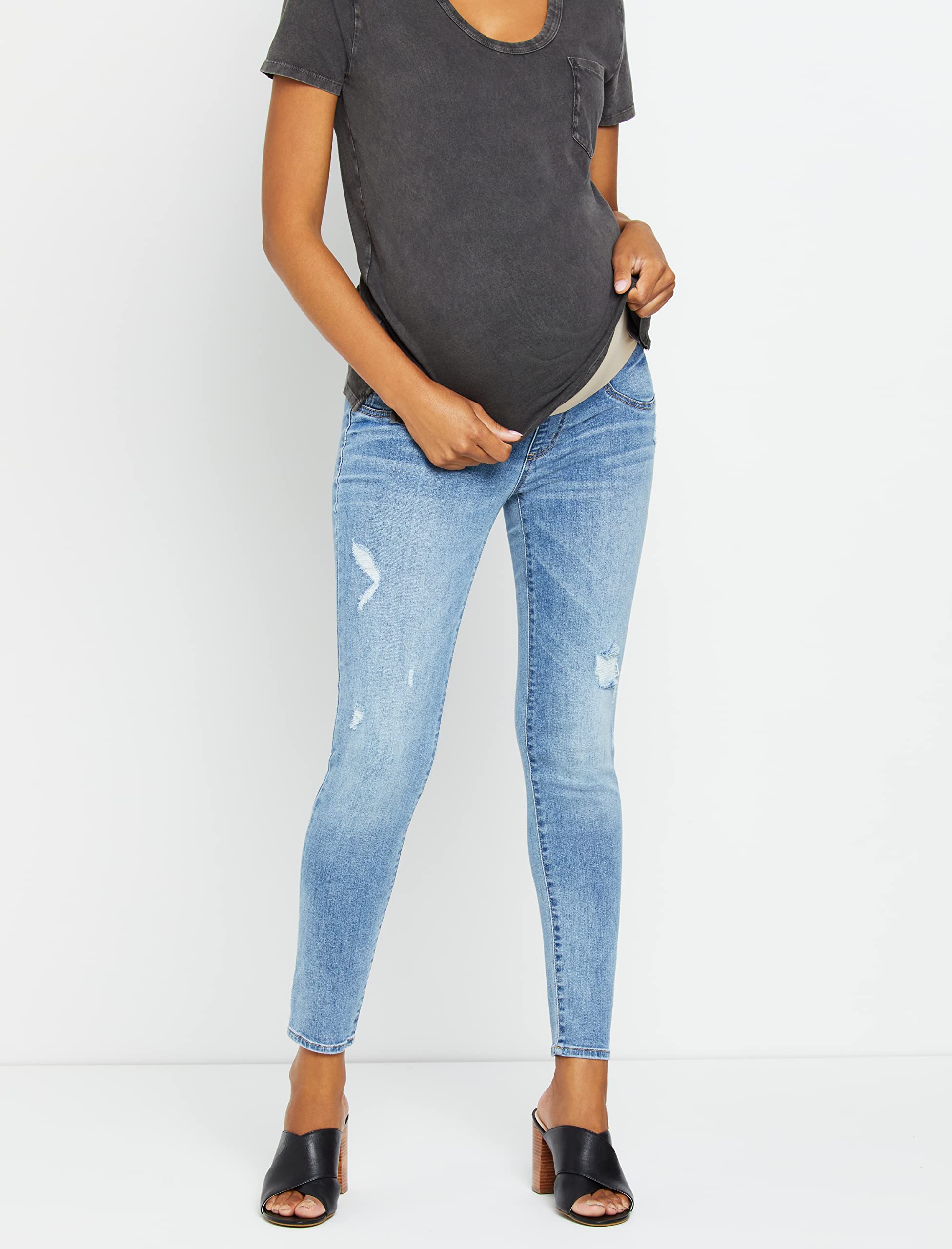 Motherhood Maternity Vaqueros Premamá, Azul Índigo Sostenibles, Corte Secreto, Abdomen, Skinny, Piernas - Jeans Mujer