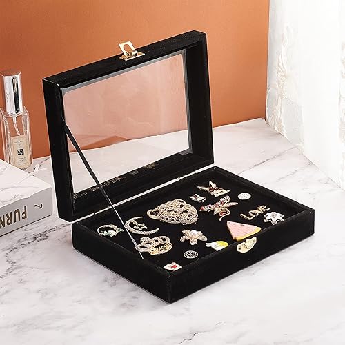 Vista 20 de OLYCRAFT Vitrina de madera de 9.4 x 13.7 x 2 pulgadas, vitrinas para insignias, almacenamiento de insignias, broche, con ventana transparente e