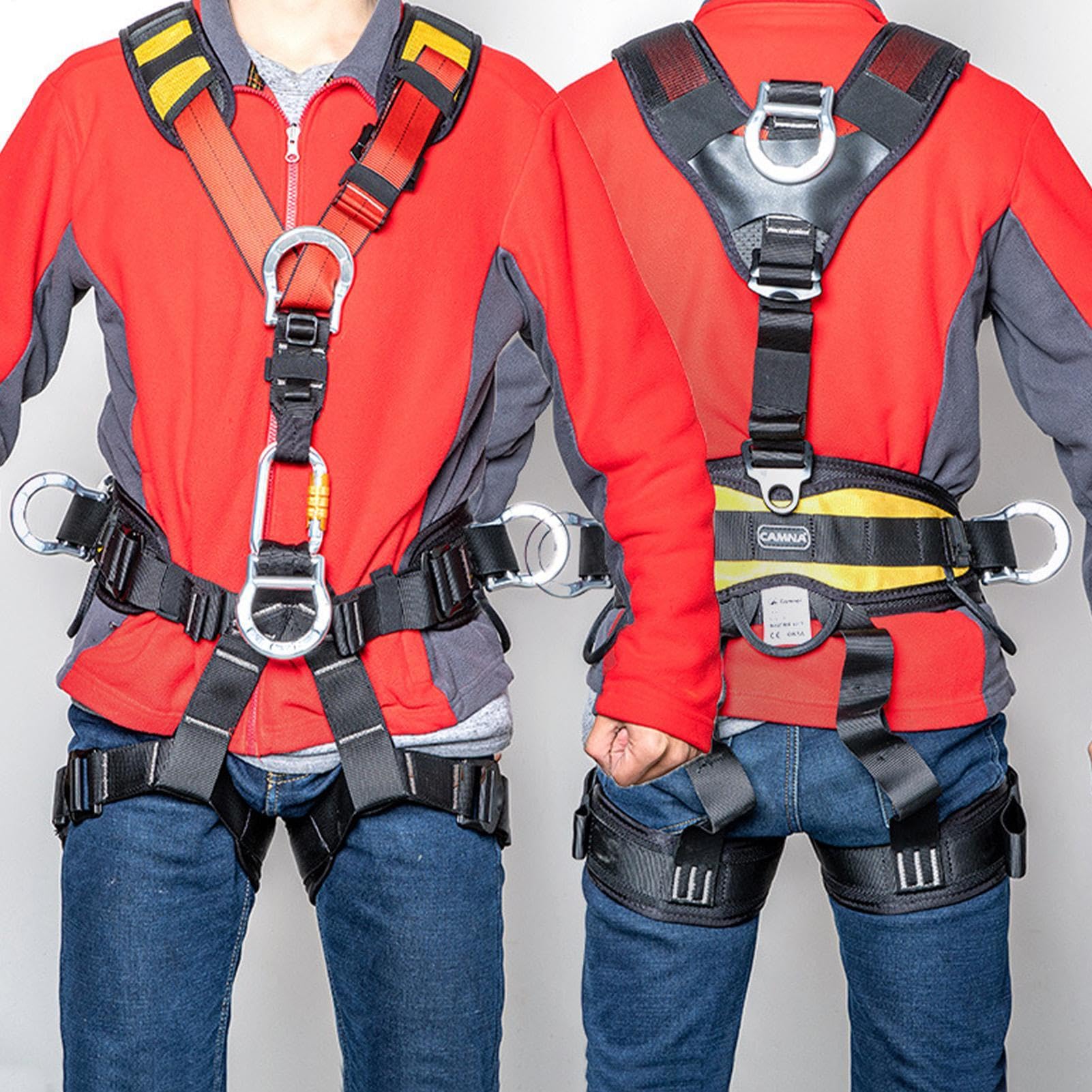 Imbracatura Da Arrampicata - Mezza Cintura Più Ampia Per Alpinismo | Imbracatura Di Sicurezza Anticaduta A 5 Punti Con Fibbie A Linguetta E Anelli A | Protezione Anticaduta Durevole Con Anelli A