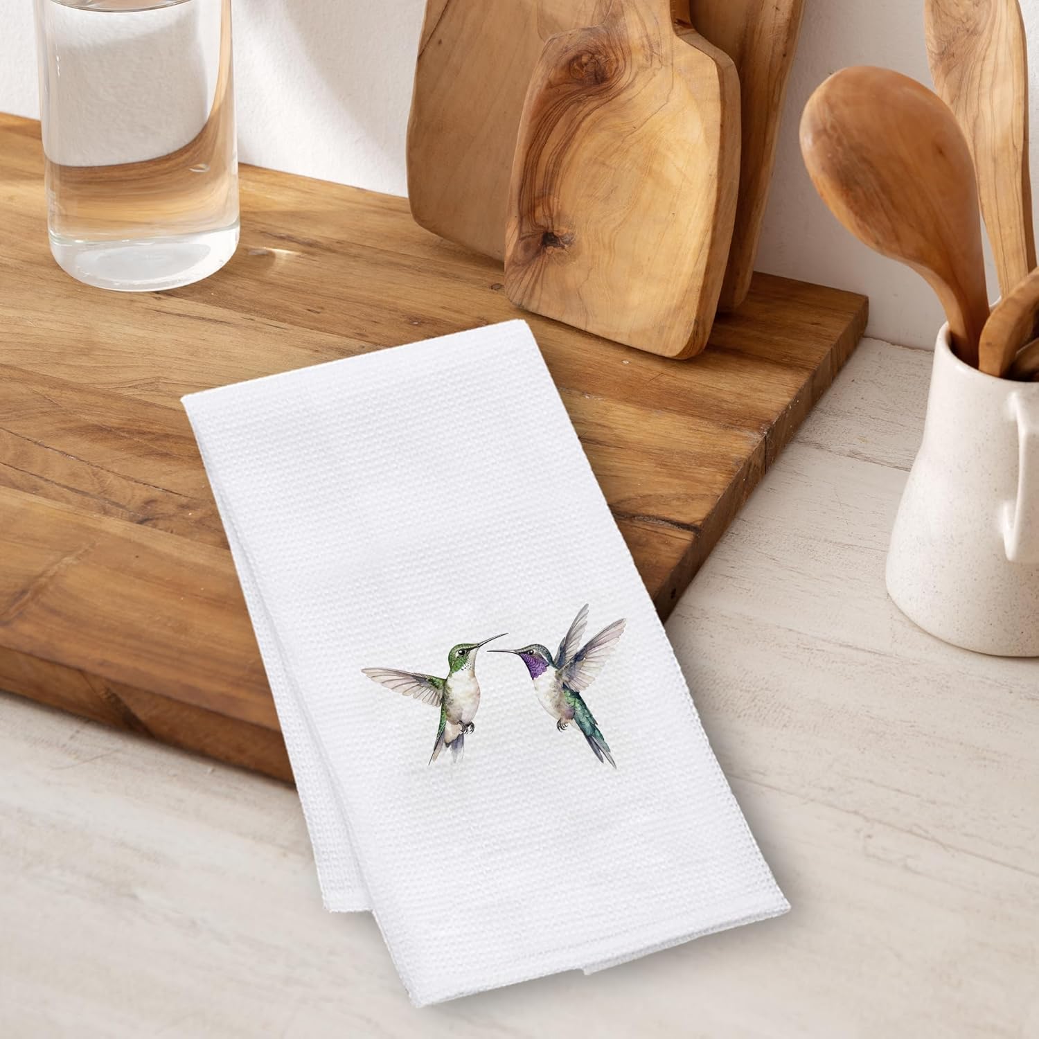 Vintage Hummingbird Kitchen Towels 16x24 Inch, Hummingbird Gifts for Women, Watercolour Bird House Dish Tea Towel Drying Cloth - Image 3