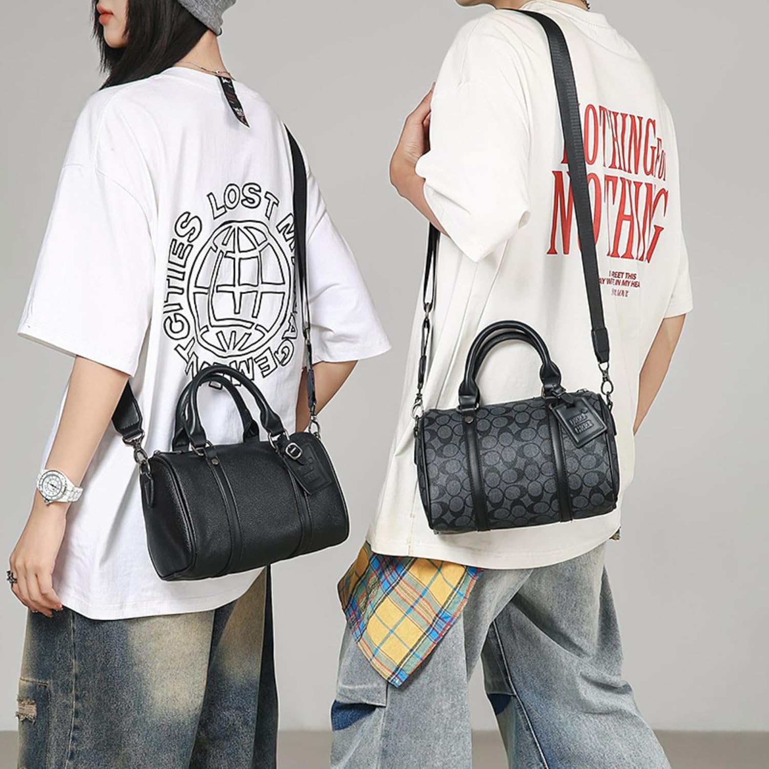 Large-capacity checkered men's tote bag, multifunctional crossbody bag, suitable for business travel, gym, and daily storage