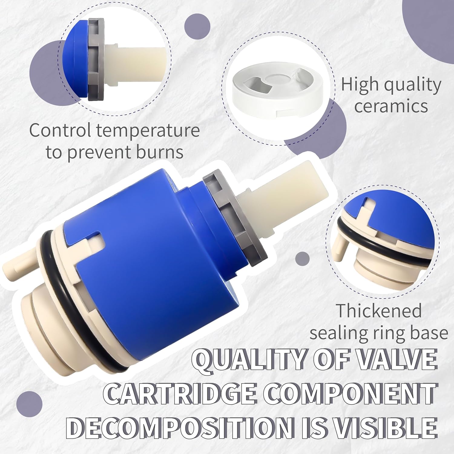 Kerox PBS 40 Faucet Cartridge,Single-Lever Type - 40mm Diameter Shower Valve Cartridge,Parts For Bathtub,Bathroom Faucet Repair,Water Pressure Balancing Tub/Shower faucet Cartridges