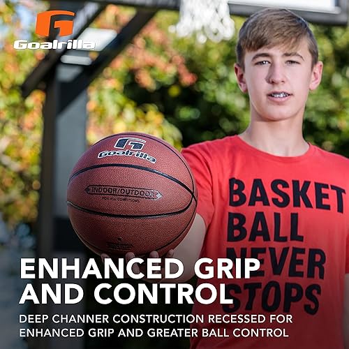 Miniatura 4 de Goalrilla Baloncesto para hombre de tamaño reglamentario para interior/exterior con cubierta compuesta y durabilidad increíble, talla 7