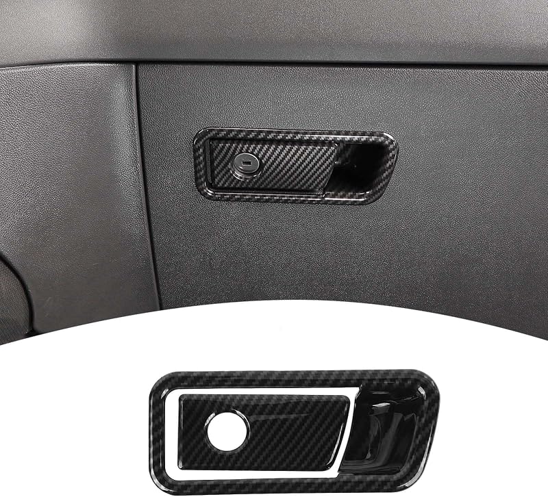 Capa de acabamento para alça do porta-luvas PDKLIN com textura de fibra de carbono compatível com Chevy Silverado e GMC Sierra 2022–2024, PDK-18752