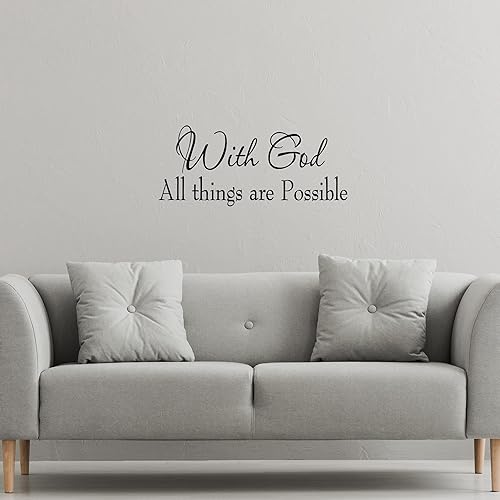Miniatura 3 de Calcomanías de pared con Dios, todas las cosas son posibles, citas religiosas, escritura familiar, decoración del hogar, arte de pared de vinilo