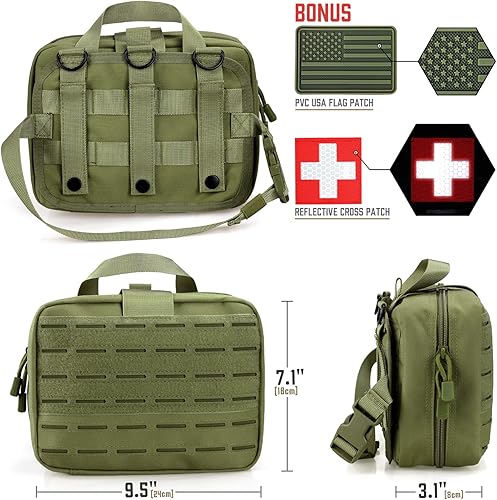 Miniatura 2 de LIVANS Tactical Molle - Bolsa médica de tamaño mejorado, bolsa de primeros auxilios de gran capacidad, bolsa IFAK Molle EMT, bolsa desmontable de