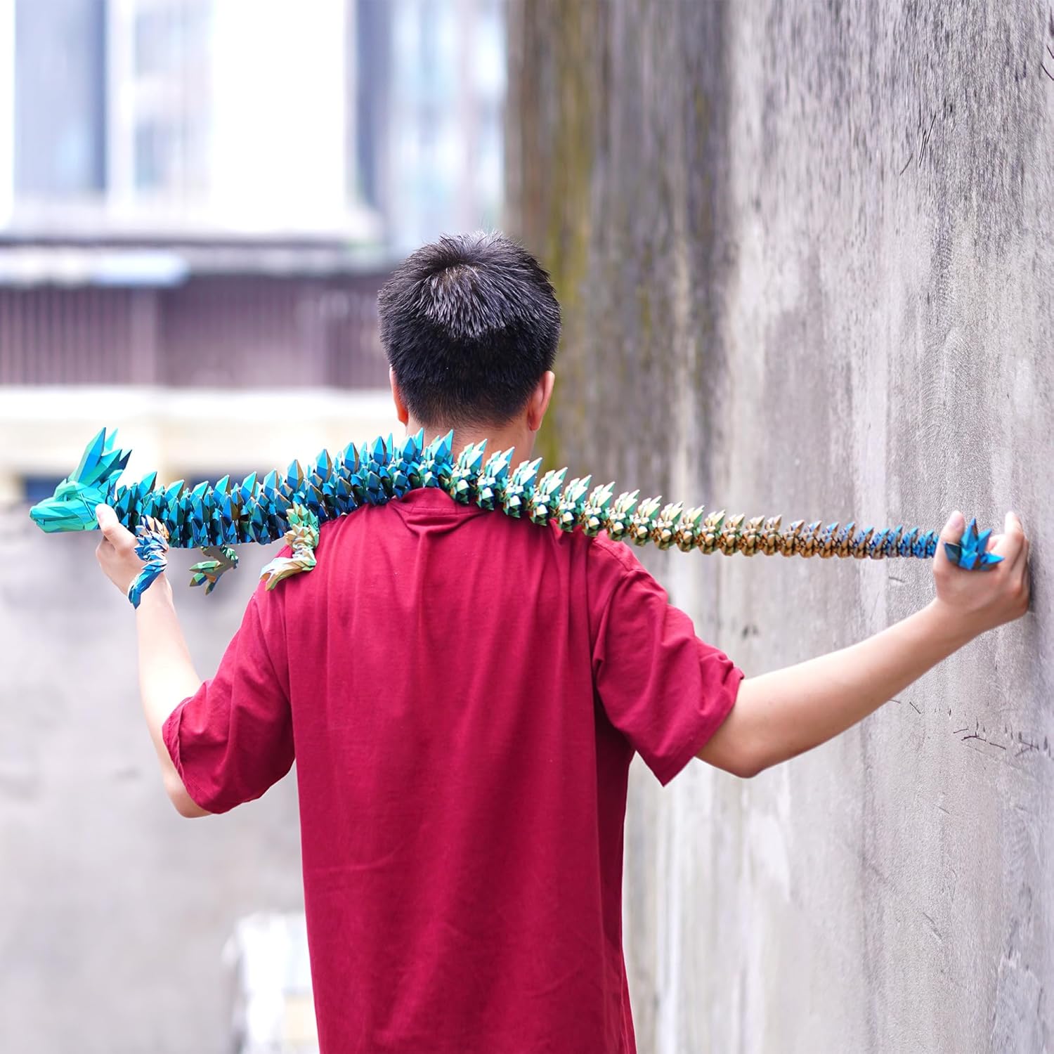 Super Large 3D Printed Crystal Dragon with Movable joint,48.8inch,Flexible Realistic Articulated Animal Fidget Toys,Mystery Figurines Gifts,Executive Desk Décor and Festival Collectible (colorfu)