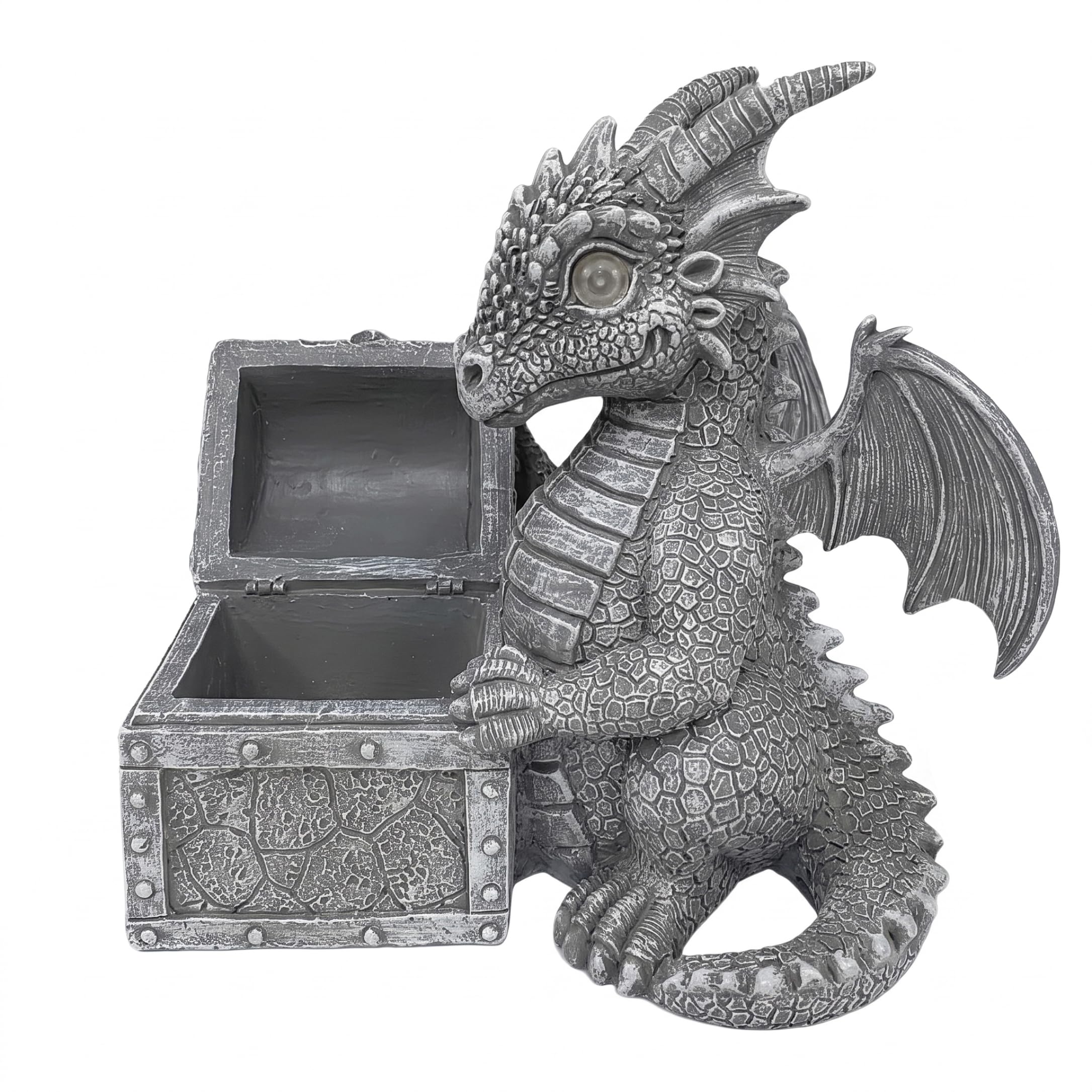 Statua del drago solare – Decorazione da giardino illuminata a energia solare, statuetta di guardia del tesoro in resina realizzata a mano, statue da giardino