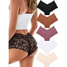 Sexy Women's Underwear Lace Shorts V Waist Breathable Cheeky Panties Boyshorts Underwear Women 5 Pack
