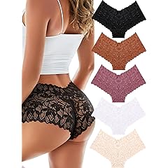 Sexy Women's Underwear Lace Shorts V Waist Breathable Cheeky Panties Boyshorts Underwear Women 5 Pack