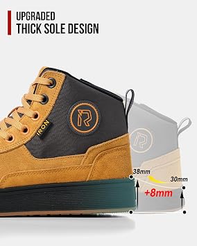 RIDEIRON Motorradschuhe Herren Damen Motorradstiefel CE-geprüftrutschfesteverstärkte verdickte Sohle wasserdicht atmungsaktiv bequem mit seitlichen Reißverschlüssen und Knöchelstütze Gelb 45