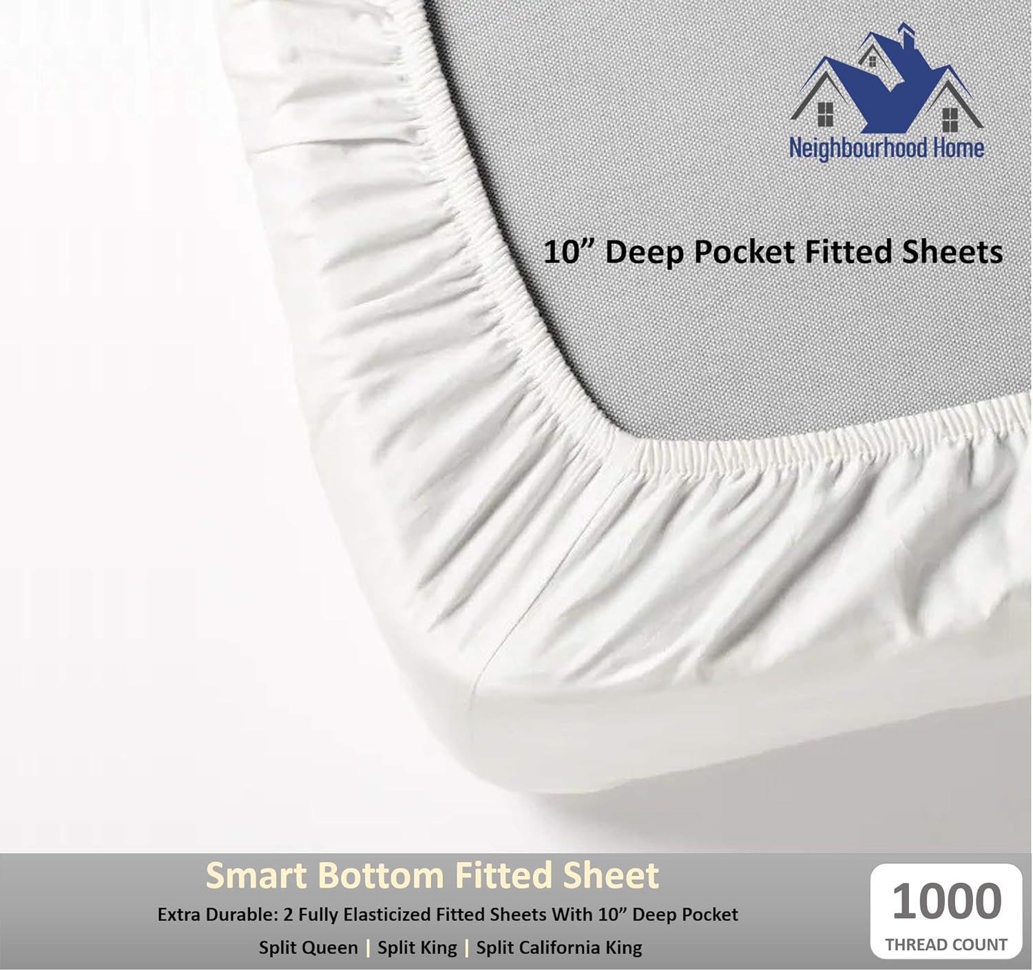 Split California King Egyptian Cotton Sheets Sets for Adjustable Bed 10-Inches Extra Deep Pocket- 1000-Thread-Count, 100% Egyptian Cotton 5-PC Sheet Set Soft Breathable Sateen Weave - Taupe