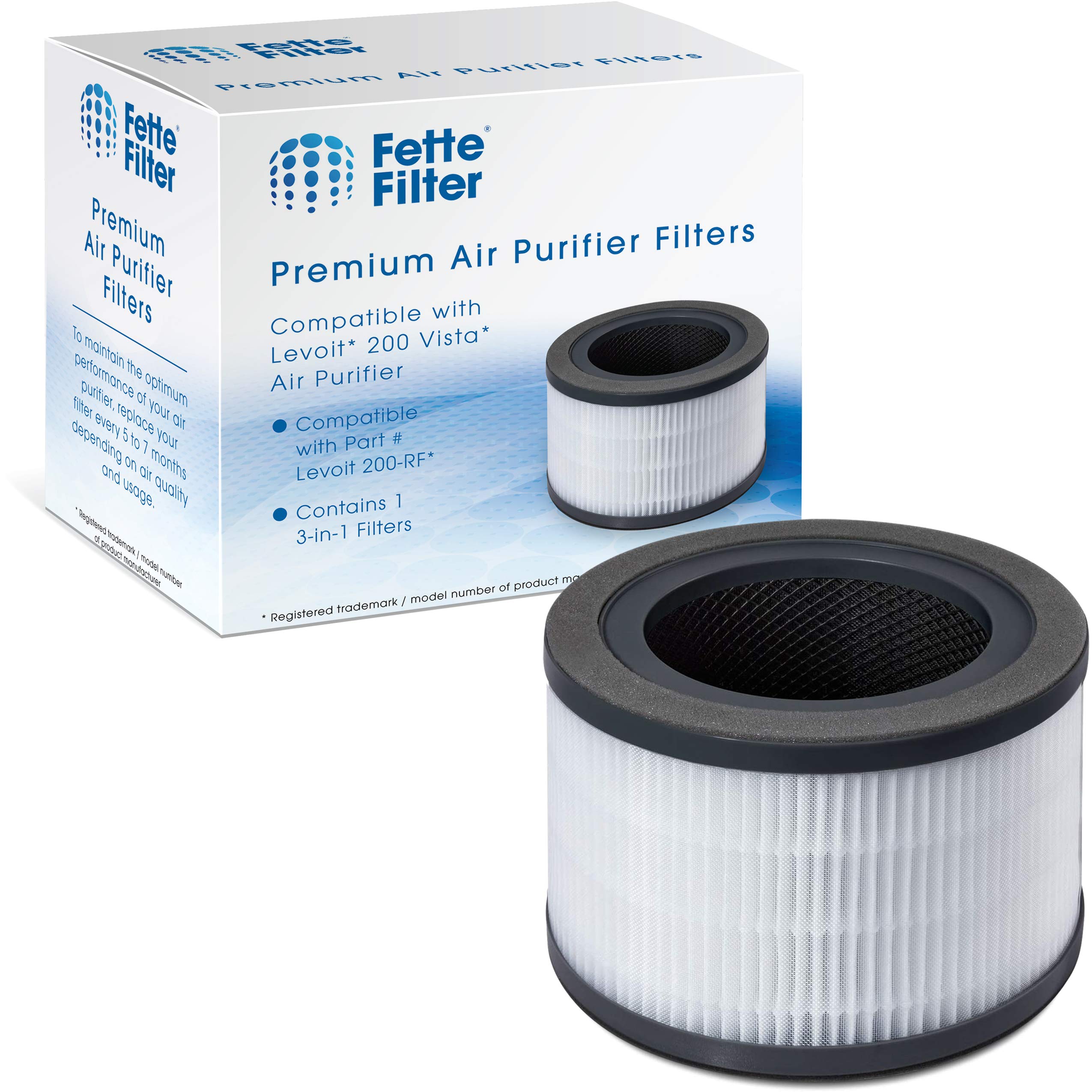 fette filter - air purifier replacement filter compatible with levoit vista 200 air purifier 3-in-1 pre-filter true hepa filter high-efficiency activated carbon filter vista 200-rf 