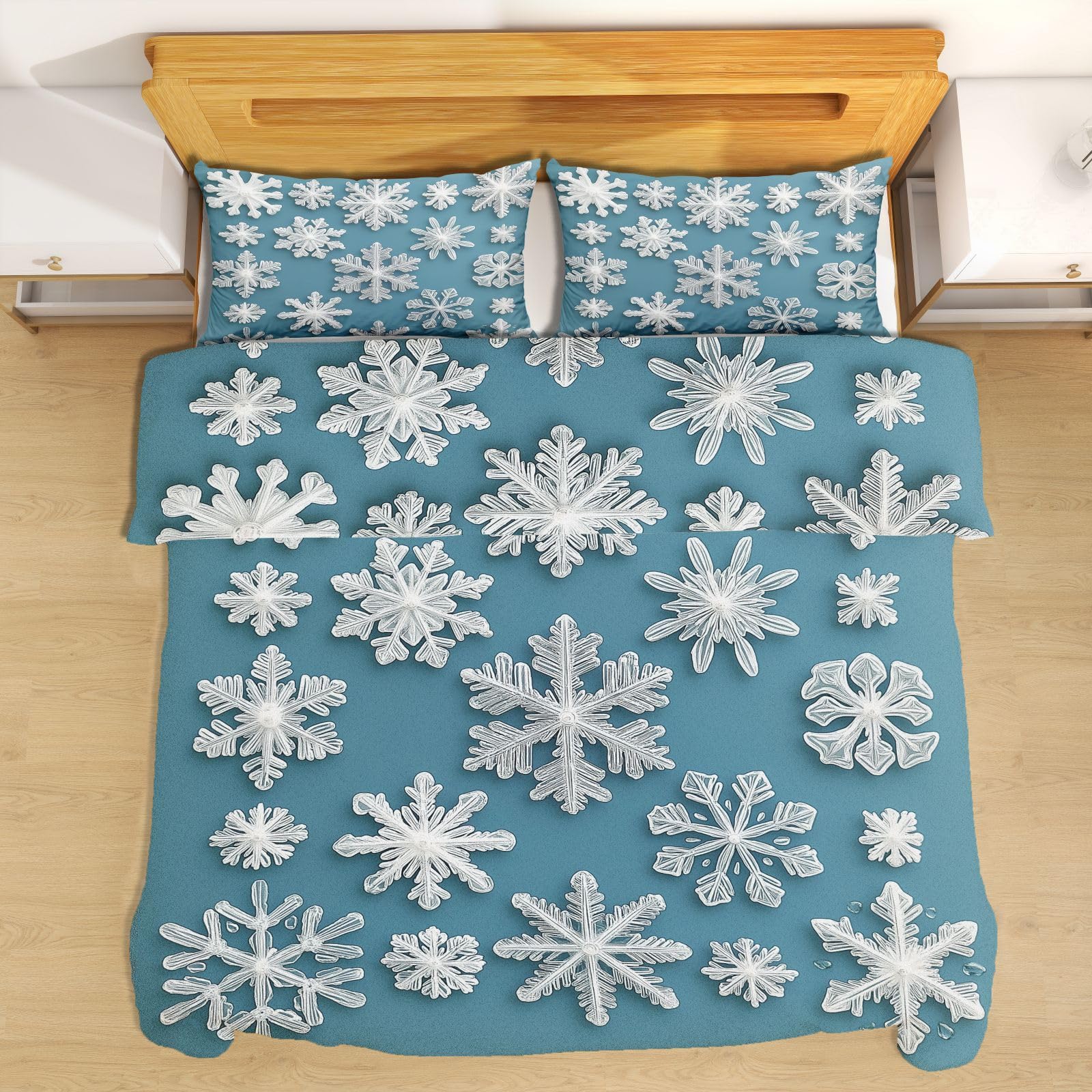 Parure de lit flocon de neige 200x220 moderne en microfibre haut de gamme