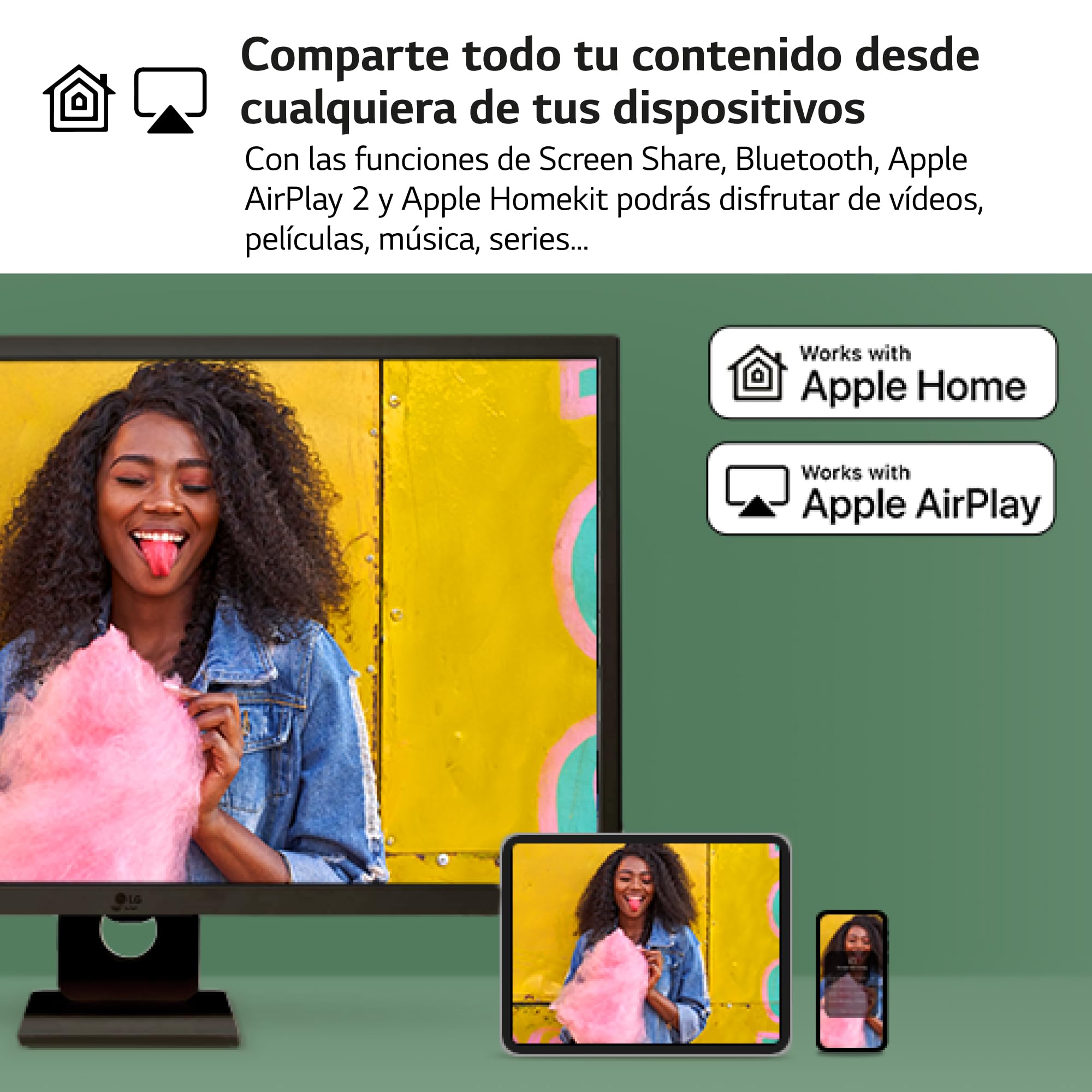 LG 32SR50F-B - Smart Monitor, 32", Pantalla IPS, 1920x1080, IPS, (16:9), webOS23, 250 nits, con Mando, Sin Cámara, Inclinación Ajustable, Negro