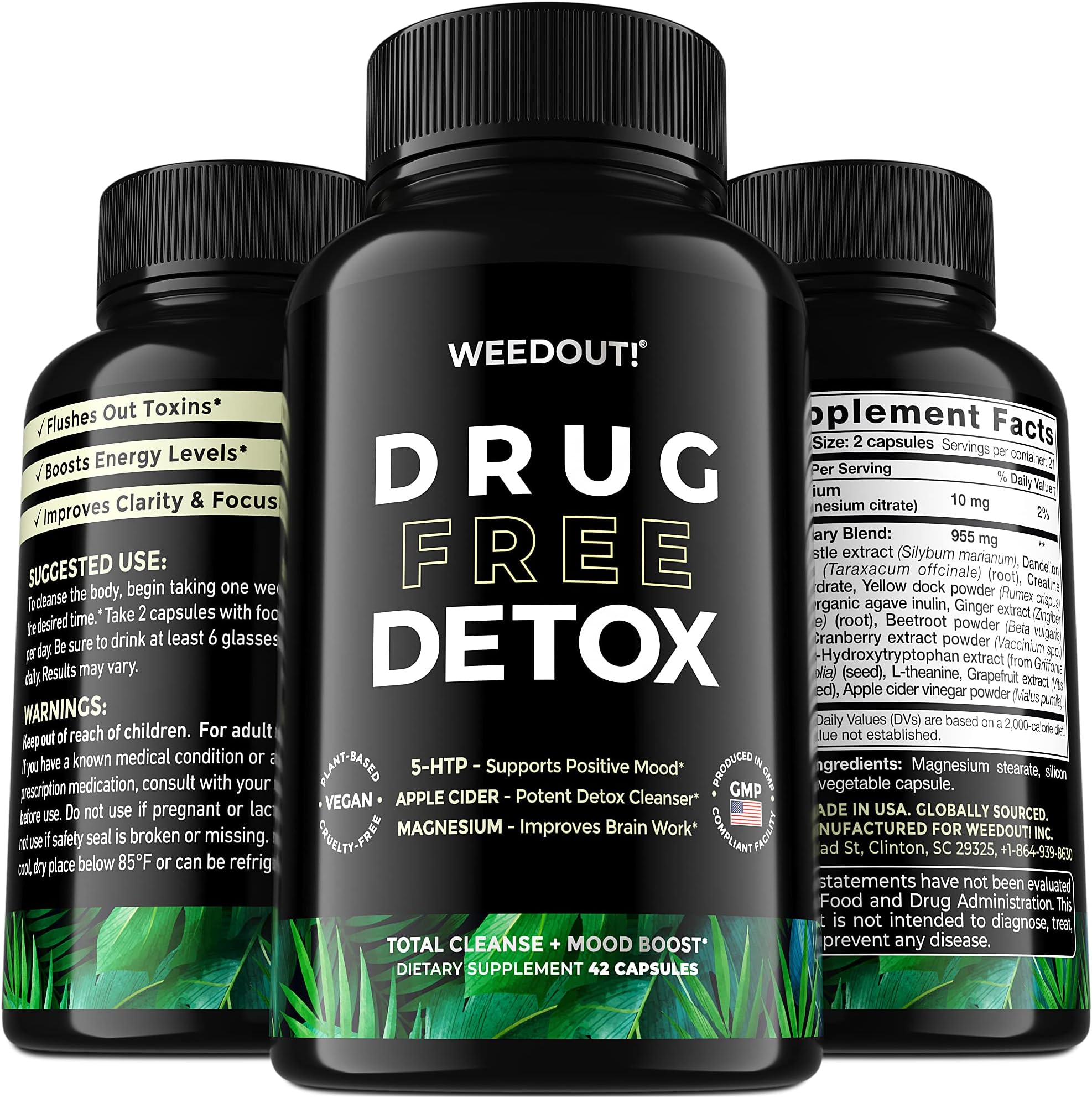 Total Body Cleanse - Made in USA - Natural Healthy Cleansing Support for Liver, Urinary Tract, Kidney, Digestive System - Toxin Rid Kidney Cleanse & Repair - Brain Boost & Mood Balance - 42 Vegan Caps