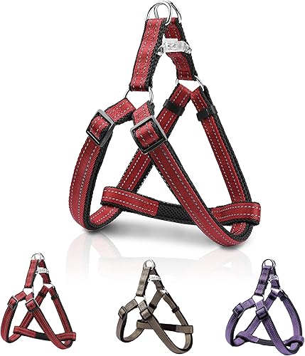 Miniatura 9 de Pawhuggies Arnés para perro reflectante rojo sin tirones, arnés para perro Step-Step, arnés ajustable para perros en crecimiento, fácil de llevar,