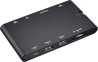 ELECOM Docking Station USB-C Hub, PD Compatible [Type-C x 2/USB 3.0 x 2/HDMI/D-sub/LAN/SD+microSD Slot], Cable Storage, Black DST-C05BK