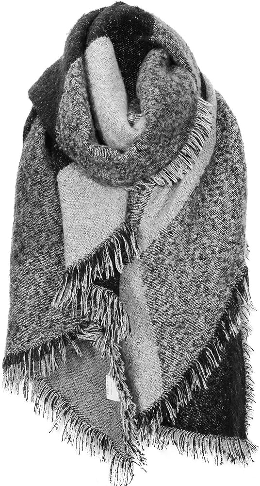 Echarpe Femme Hiver Chaud Imprimé 50 X 200 Cm Noir Noir