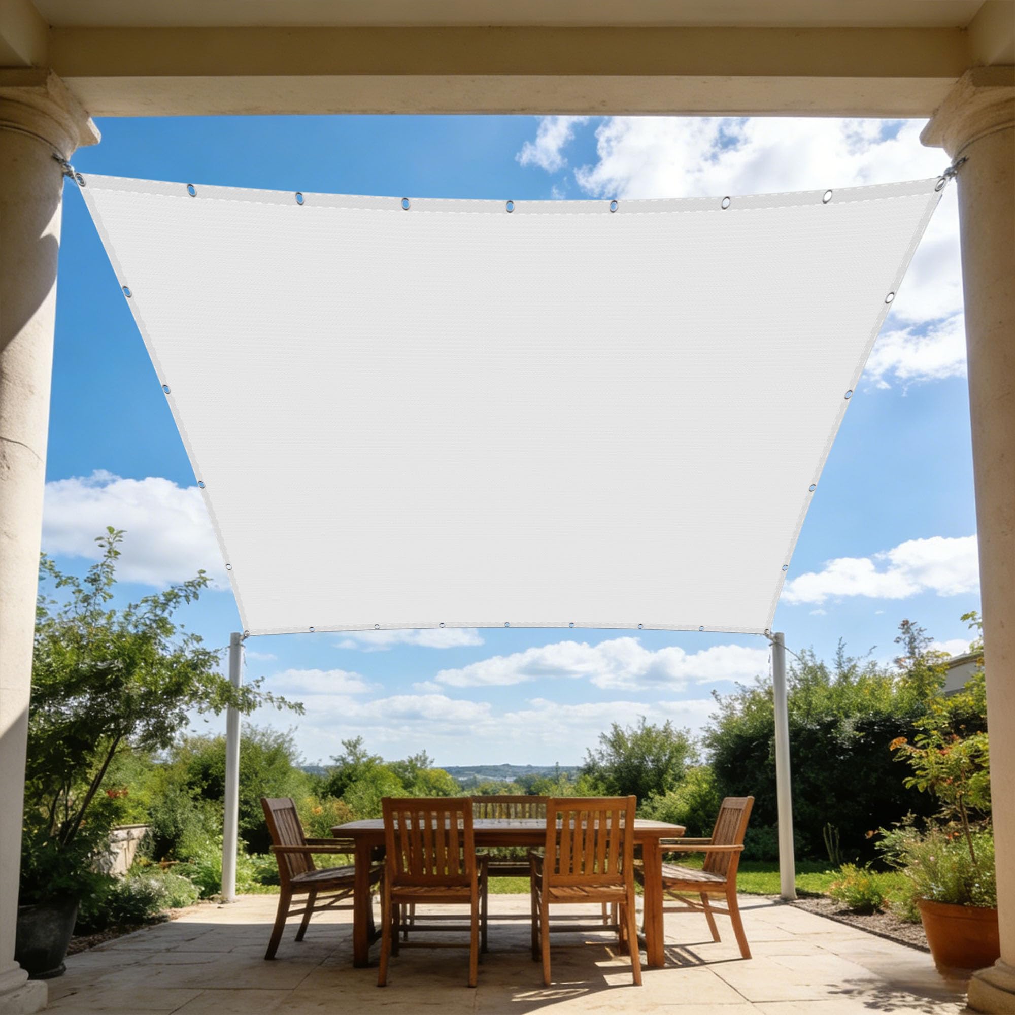 Toile d'ombrage anti-UV et imperméable blanche pour jardin et balcon