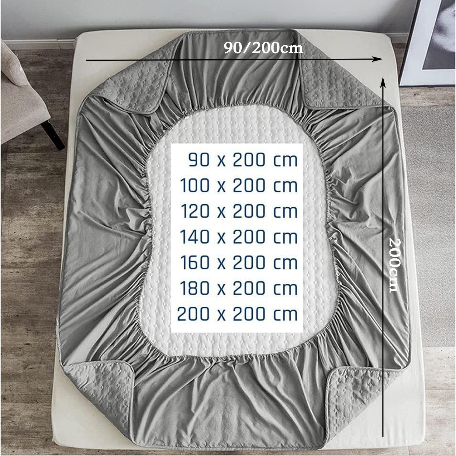 Matratzenauflage aus Baumwolle, atmungsaktiv & waschbar, Matratzenschutz passend für Matratzen in 90x200 cm, 140x200 cm, 180x200 cm
