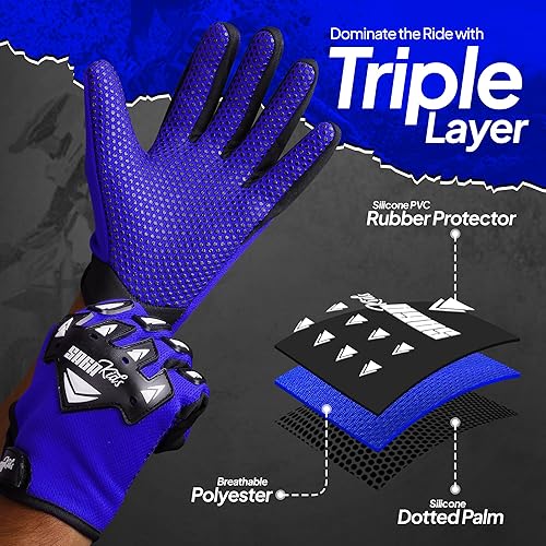 Miniatura 3 de Guantes de motocross juveniles, protección profesional para motociclistas de cross y BMX, equipo de alto rendimiento para niños y niñas, diseñados