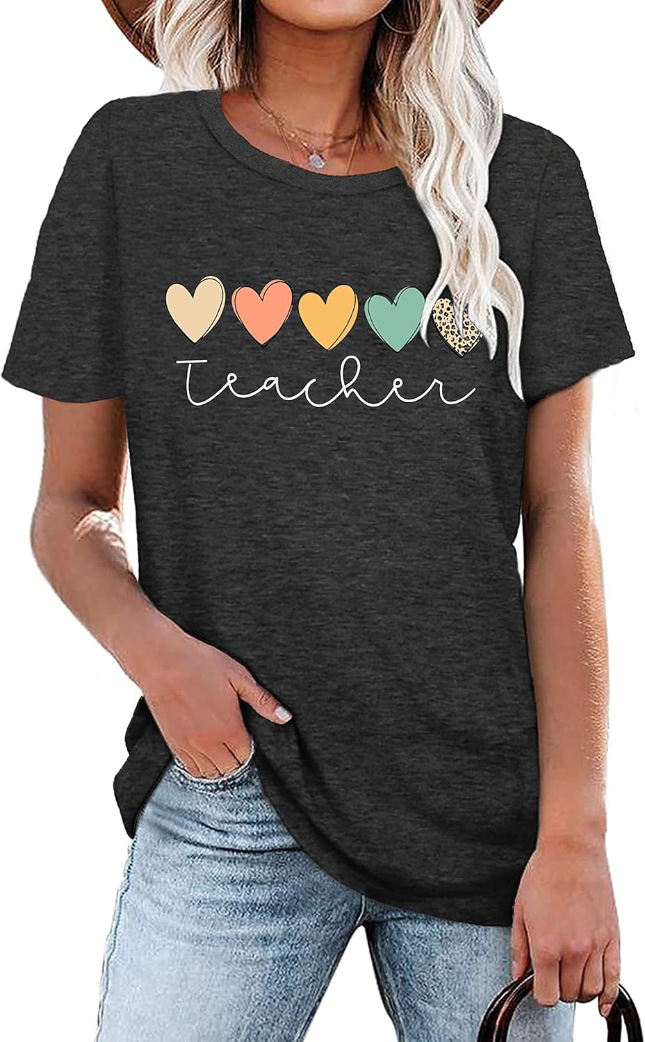 PECHAR Teacher Shirts Women Funny Teach Printed Graphic Tshirt Short Sleeve T-Shirt Blouse Teacher Gifts Tops Tee - Image 2